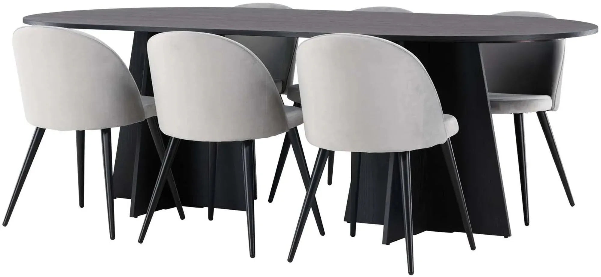 Luxuriöses Esszimmerset: 230cm Tisch & 6 Samtstühle von Venture Home.
