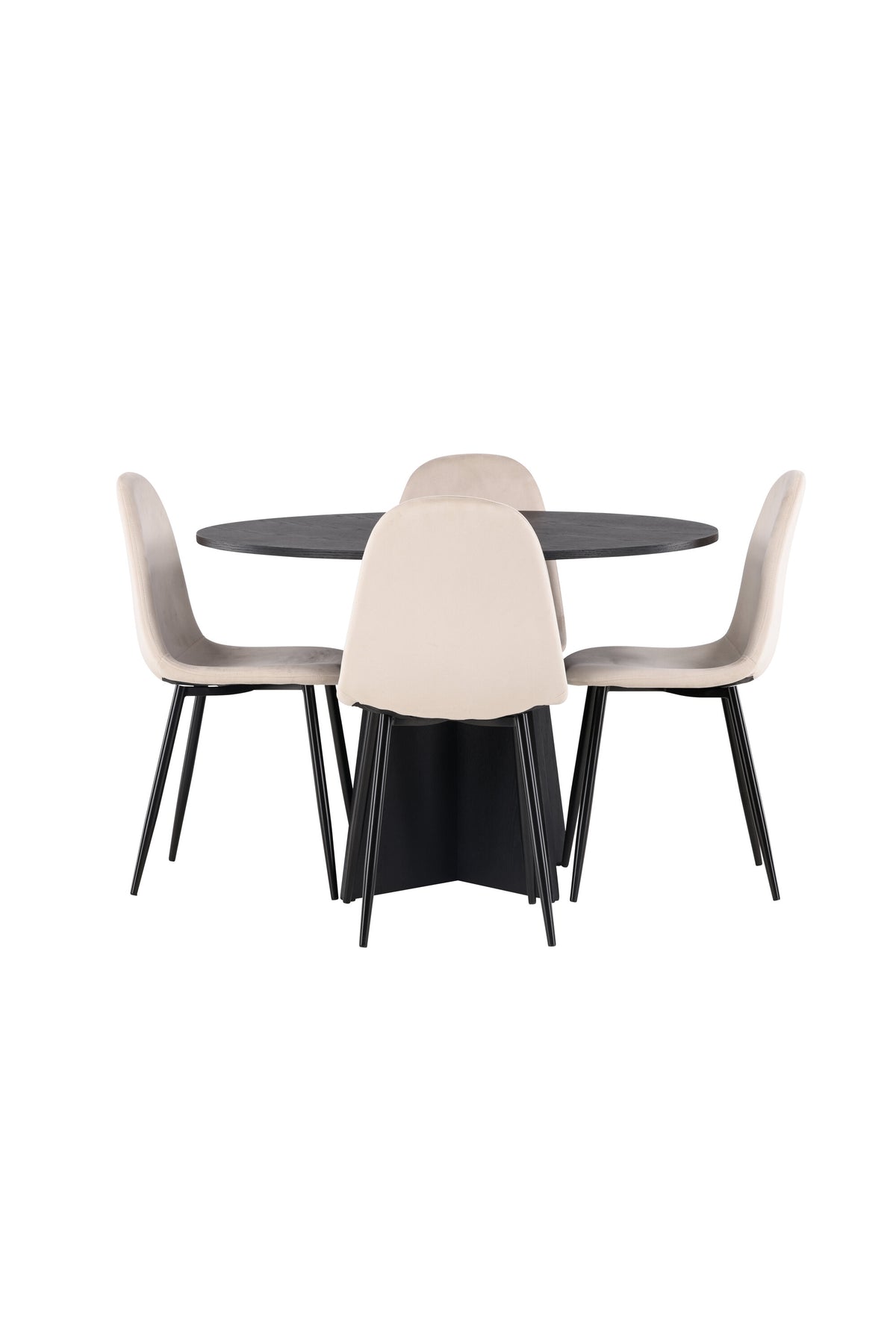 Bootcut Esszimmerset + Polar ⌀110cm/4St. in Beige hell / Schwarz präsentiert im Onlineshop von KAQTU Design AG. Esszimmerset ist von Venture Home