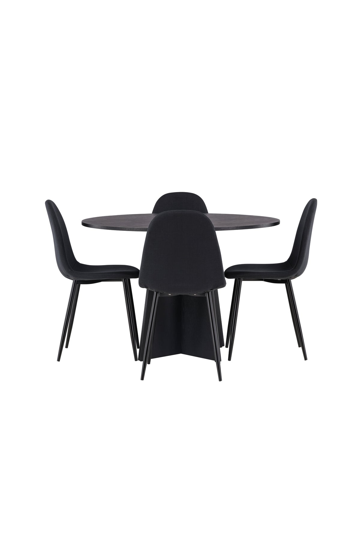 Bootcut Esszimmerset + Polar ⌀110cm/4St. in Schwarz präsentiert im Onlineshop von KAQTU Design AG. Esszimmerset ist von Venture Home