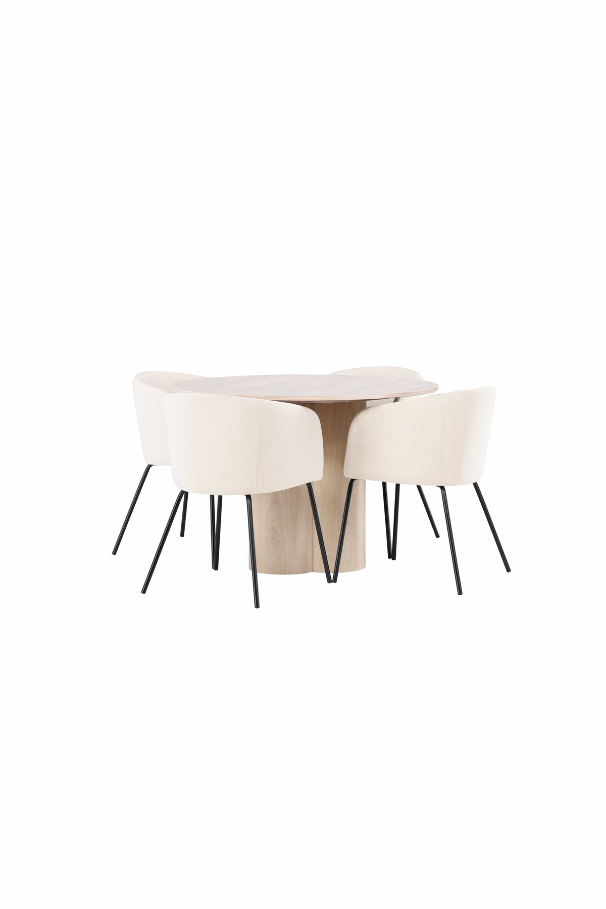 Olivia Esszimmer Set + Berit ⌀110cm/4St. in Natur / Beige / Schwarz präsentiert im Onlineshop von KAQTU Design AG. Esszimmerset ist von Venture Home