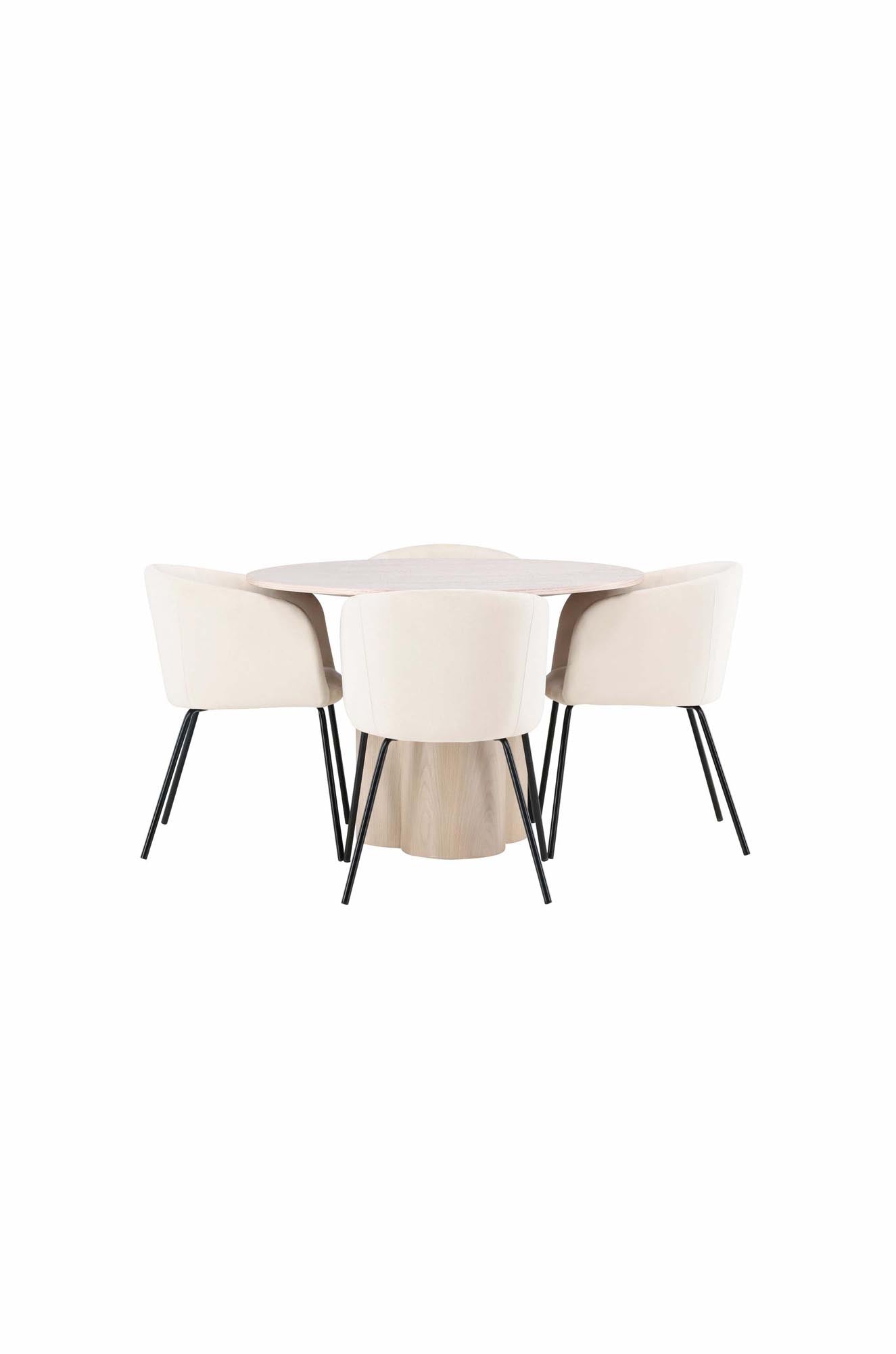 Elegantes Olivia Esszimmer Set mit 110 cm Tisch und 4 bequemen Berit Stühlen. Ideal für gesellige Runden und stilvolle Einrichtung.