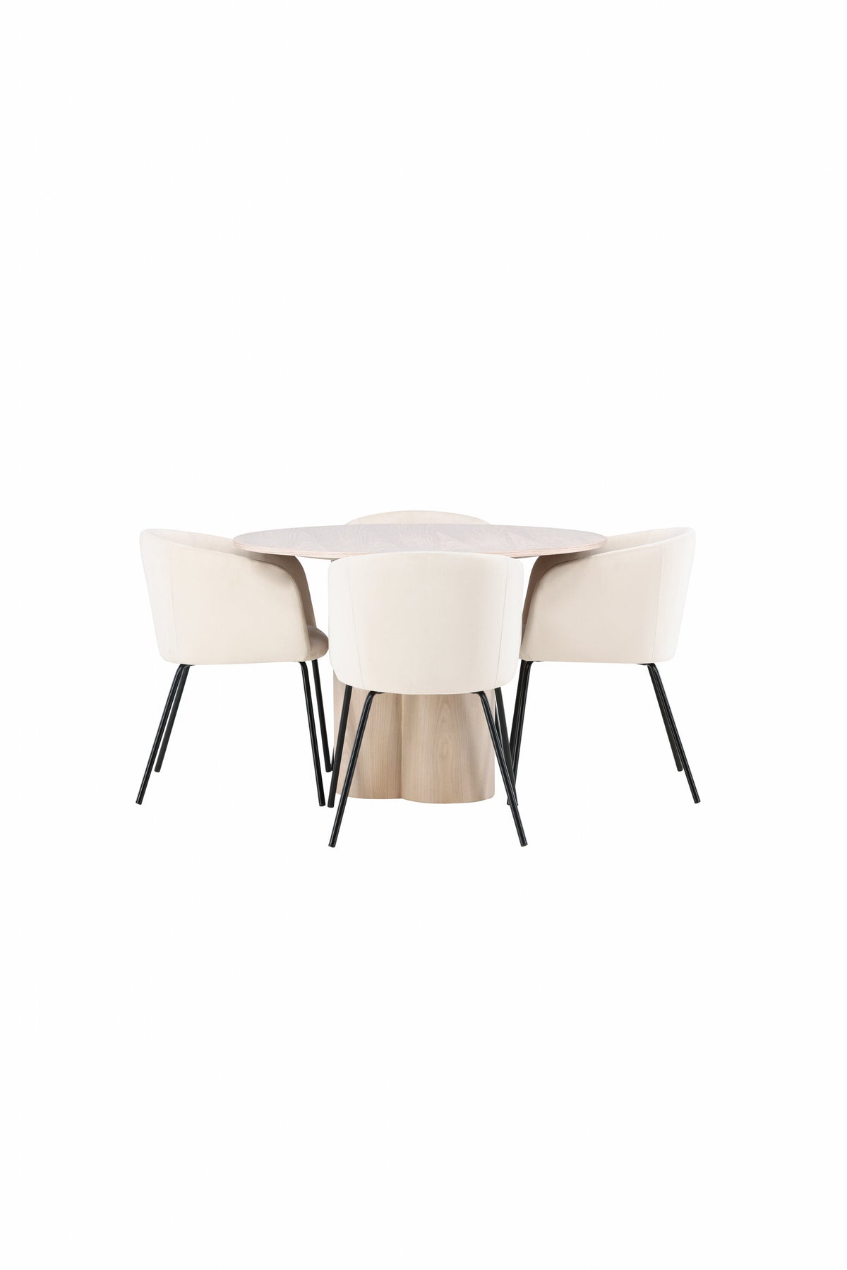Olivia Esszimmer Set + Berit ⌀110cm/4St. in Natur / Beige / Schwarz präsentiert im Onlineshop von KAQTU Design AG. Esszimmerset ist von Venture Home