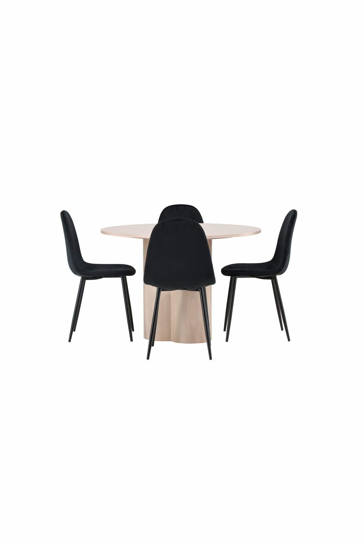 Olivia Esszimmer Set + Polar ⌀110cm/4St. in Natur / Schwarz präsentiert im Onlineshop von KAQTU Design AG. Esszimmerset ist von Venture Home