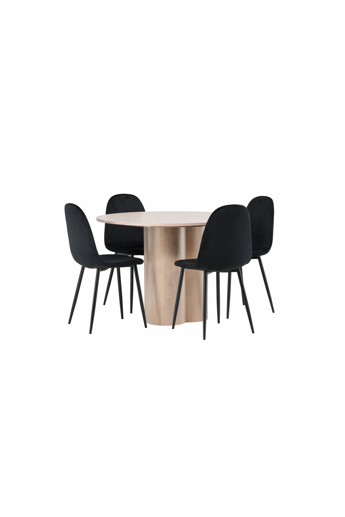 Olivia Esszimmer Set + Polar ⌀110cm/4St. in Natur / Schwarz präsentiert im Onlineshop von KAQTU Design AG. Esszimmerset ist von Venture Home