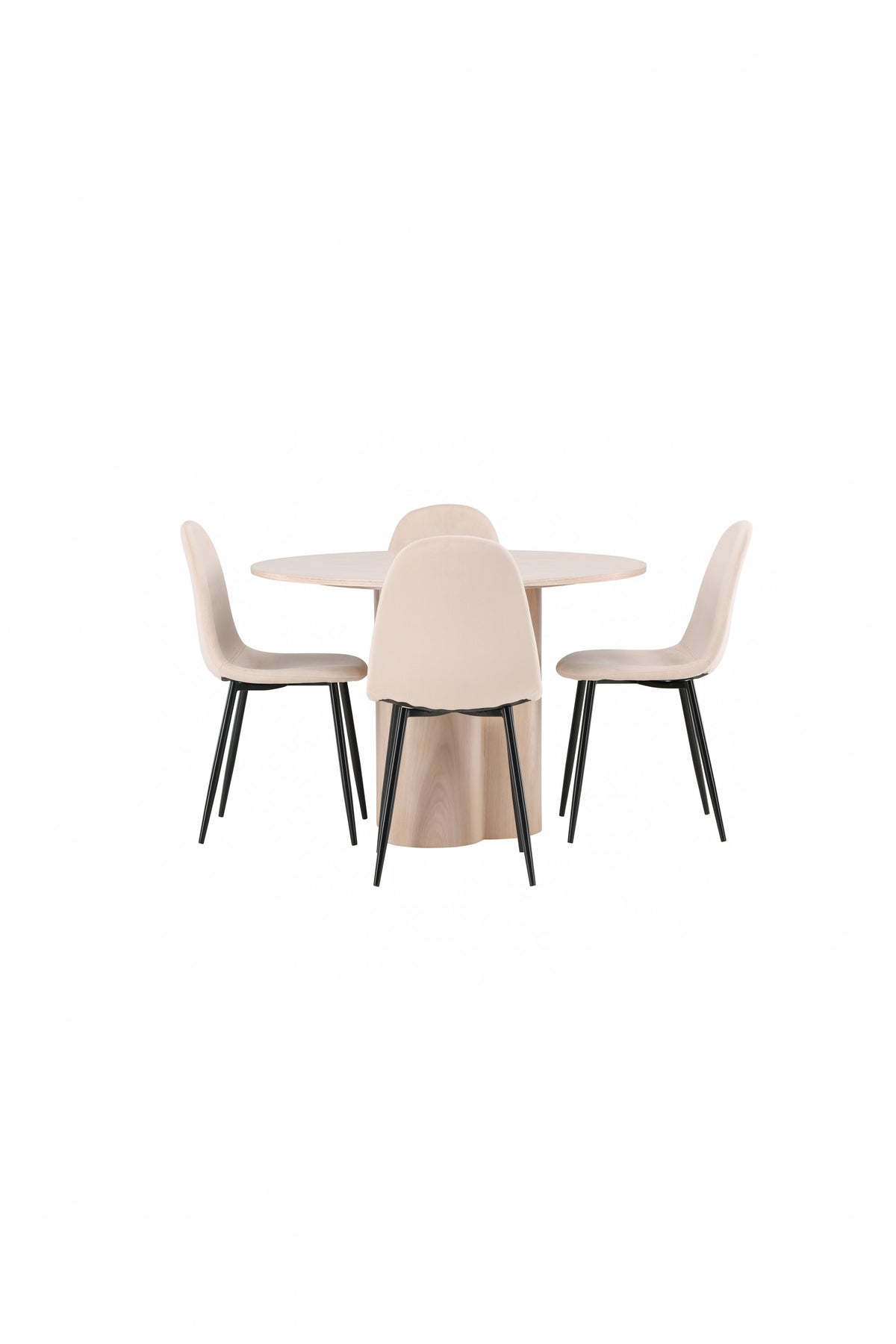 Olivia Esszimmer Set + Polar ⌀110cm/4St. in Natur / Beige / Schwarz präsentiert im Onlineshop von KAQTU Design AG. Esszimmerset ist von Venture Home