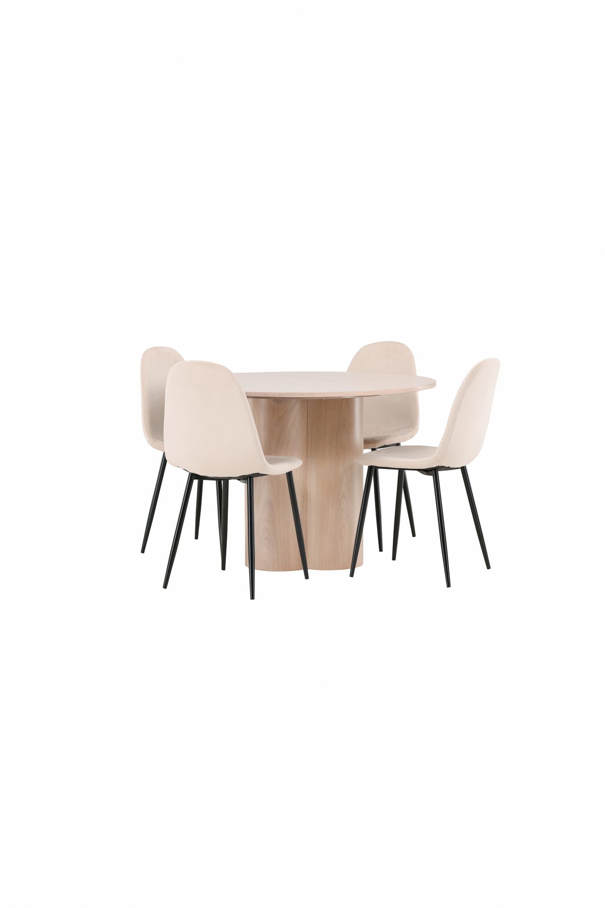 Olivia Esszimmer Set + Polar ⌀110cm/4St. in Natur / Beige / Schwarz präsentiert im Onlineshop von KAQTU Design AG. Esszimmerset ist von Venture Home