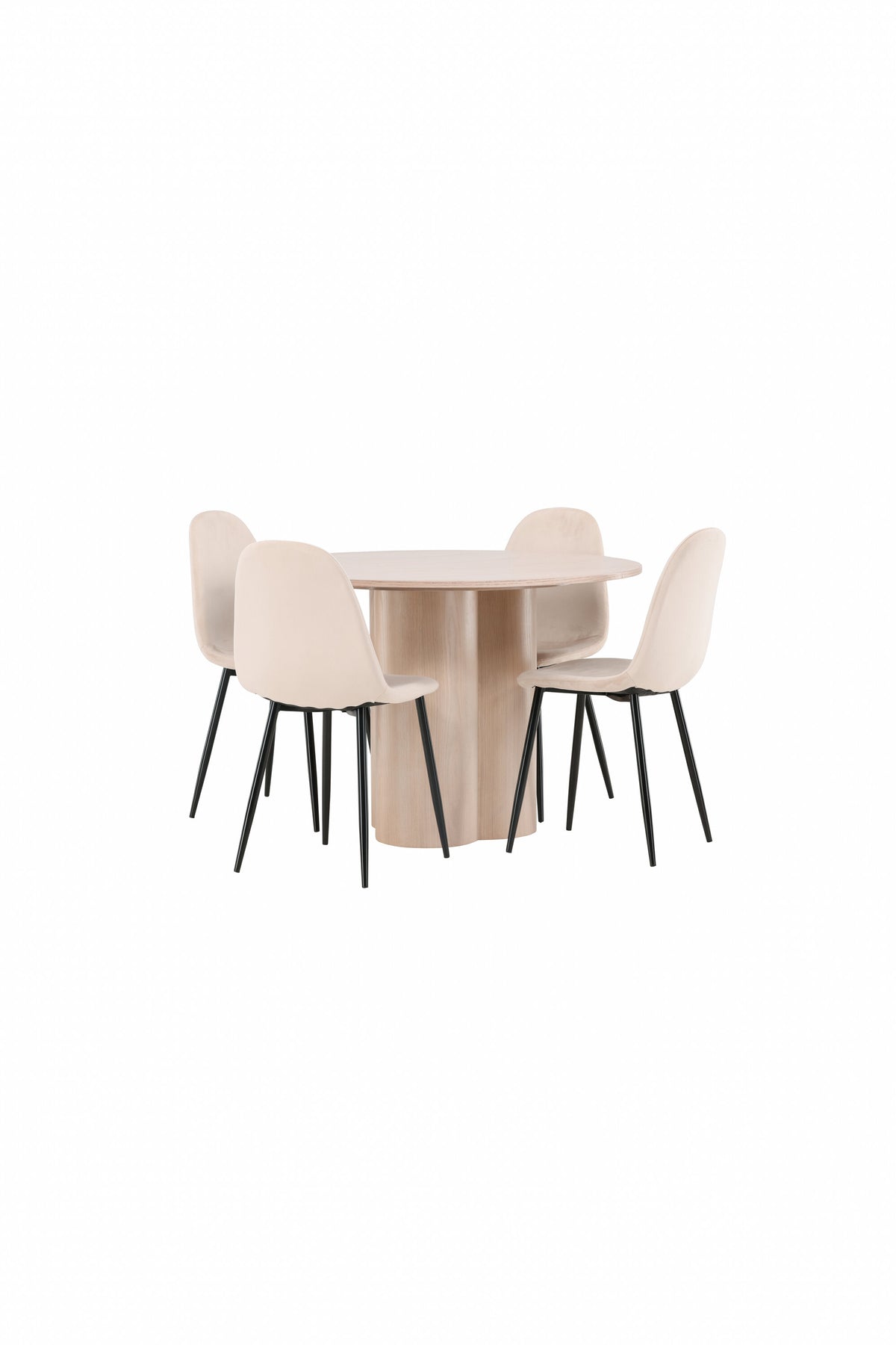 Olivia Esszimmer Set + Polar ⌀110cm/4St. in Natur / Beige / Schwarz präsentiert im Onlineshop von KAQTU Design AG. Esszimmerset ist von Venture Home