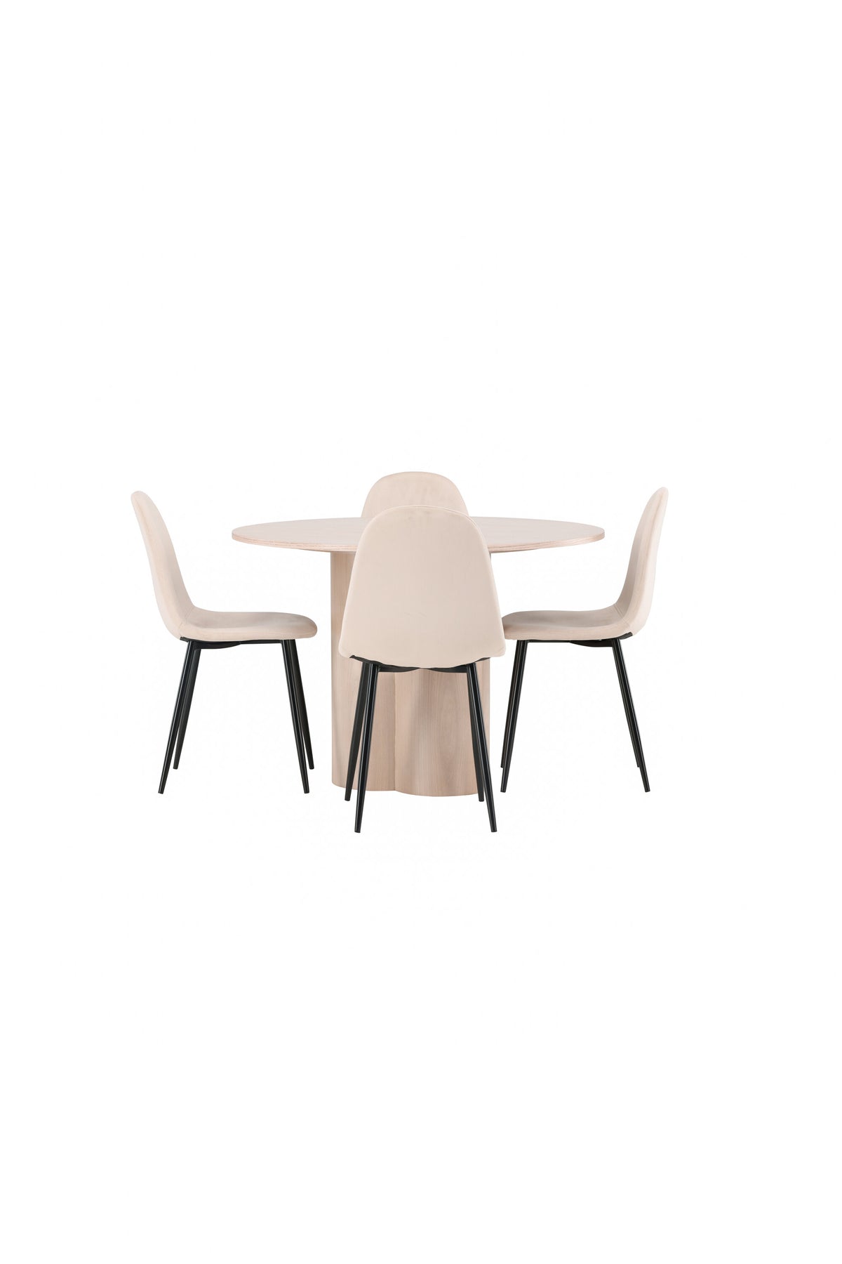 Olivia Esszimmer Set + Polar ⌀110cm/4St. in Natur / Beige / Schwarz präsentiert im Onlineshop von KAQTU Design AG. Esszimmerset ist von Venture Home