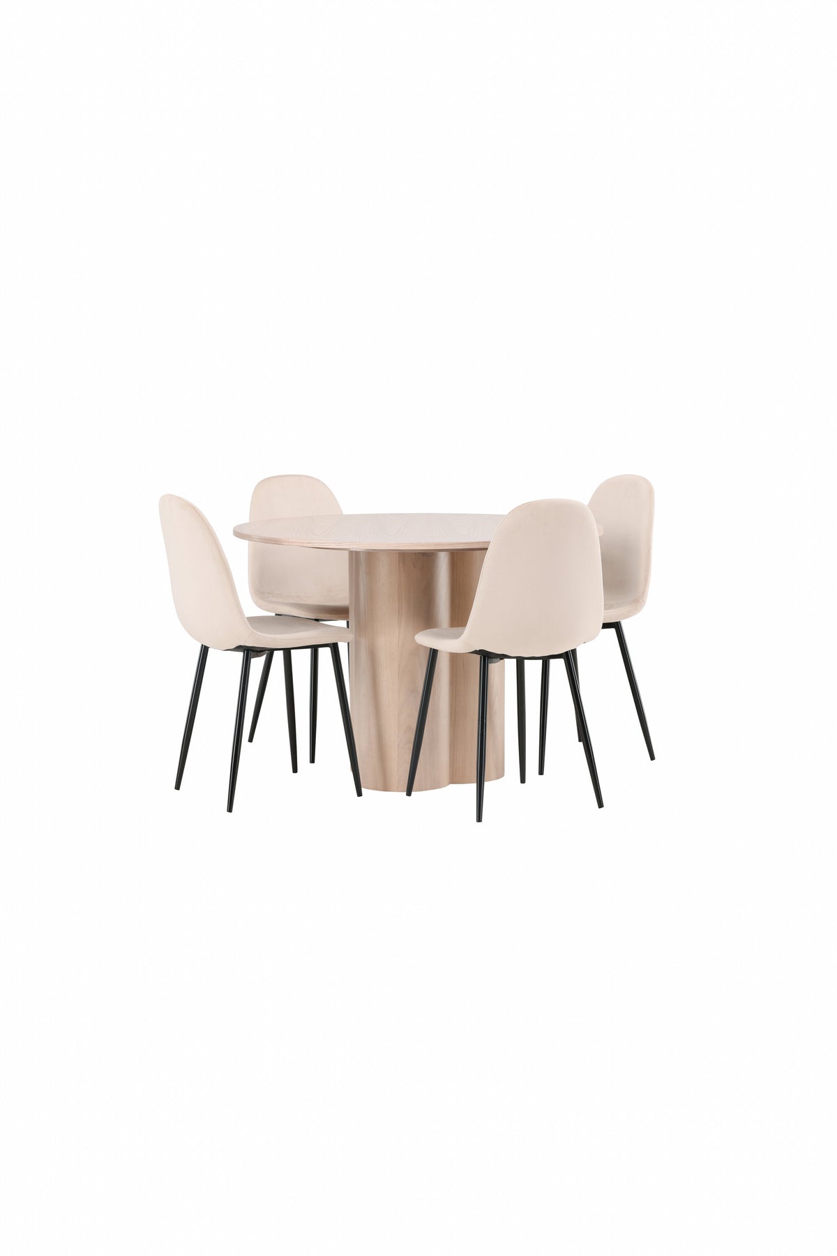 Olivia Esszimmer Set + Polar ⌀110cm/4St. in Natur / Beige / Schwarz präsentiert im Onlineshop von KAQTU Design AG. Esszimmerset ist von Venture Home