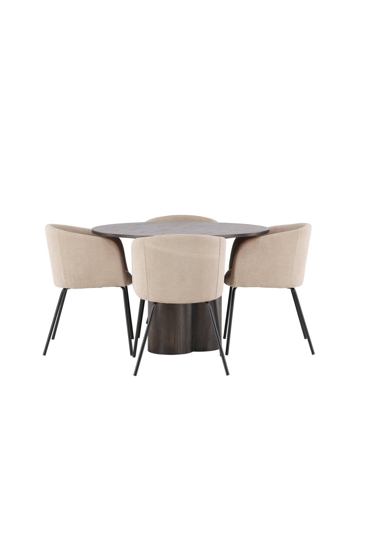 Olivia Esszimmer Set + Berit ⌀110cm/4St. in Braun / Beige / Schwarz präsentiert im Onlineshop von KAQTU Design AG. Esszimmerset ist von Venture Home