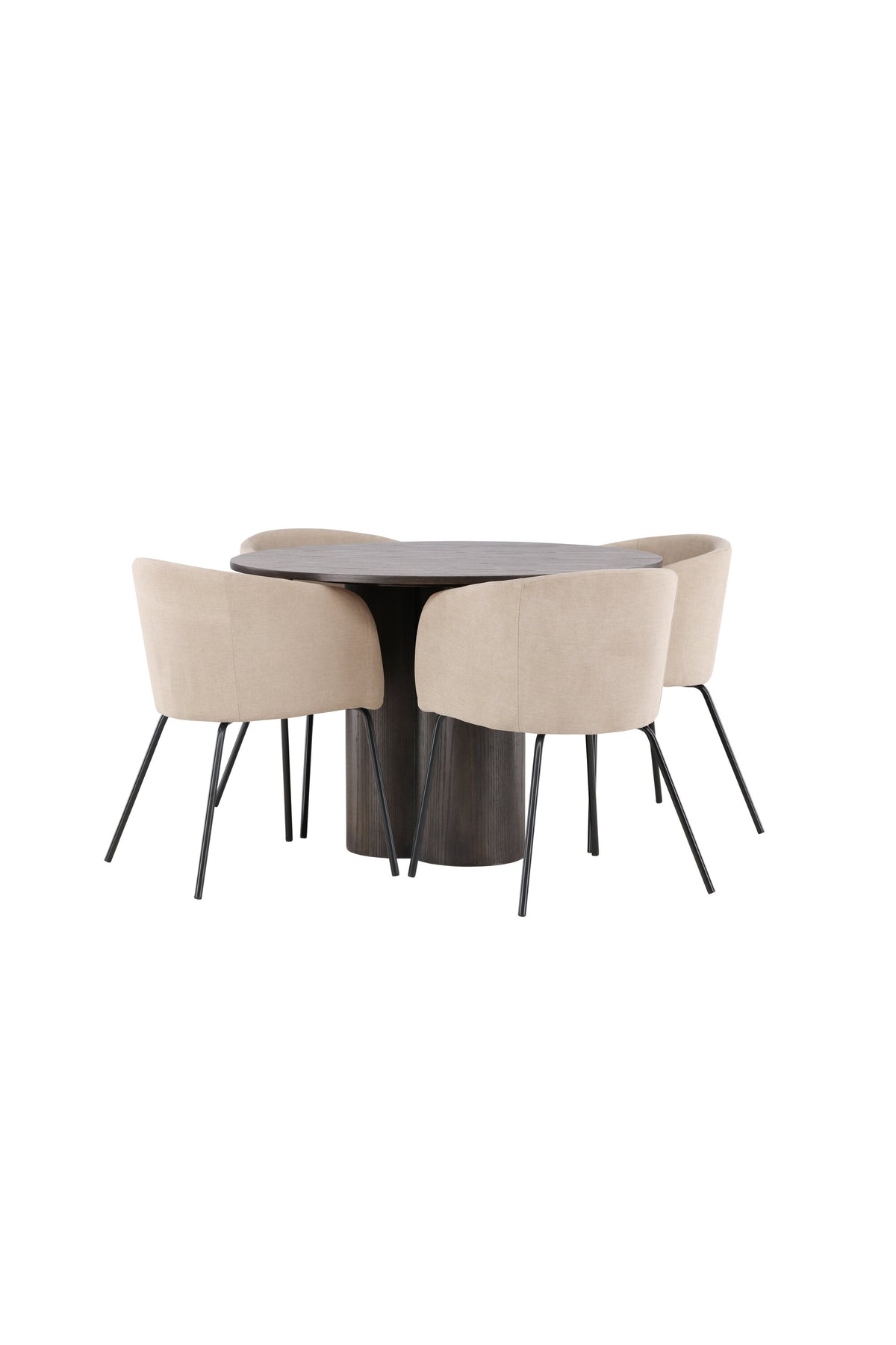 Olivia Esszimmer Set + Berit ⌀110cm/4St. in Braun / Beige / Schwarz präsentiert im Onlineshop von KAQTU Design AG. Esszimmerset ist von Venture Home