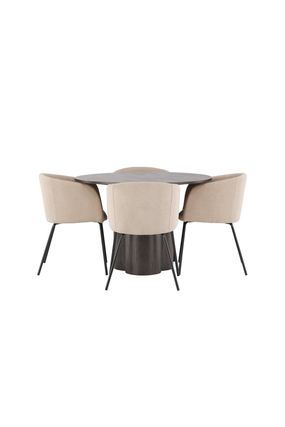 Olivia Esszimmer Set + Berit ⌀110cm/4St. in Braun / Beige / Schwarz präsentiert im Onlineshop von KAQTU Design AG. Esszimmerset ist von Venture Home