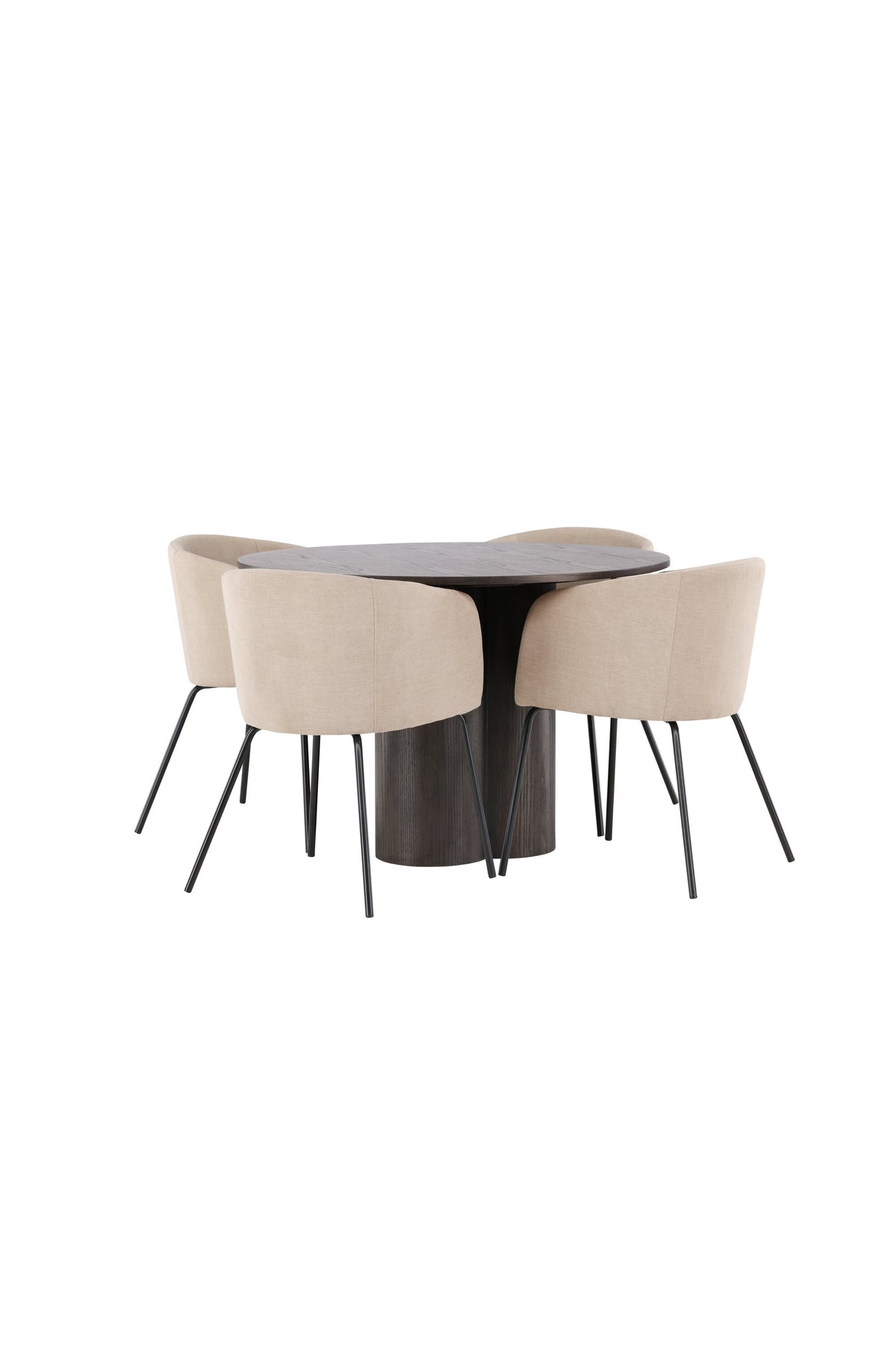 Olivia Esszimmer Set + Berit ⌀110cm/4St. in Braun / Beige / Schwarz präsentiert im Onlineshop von KAQTU Design AG. Esszimmerset ist von Venture Home