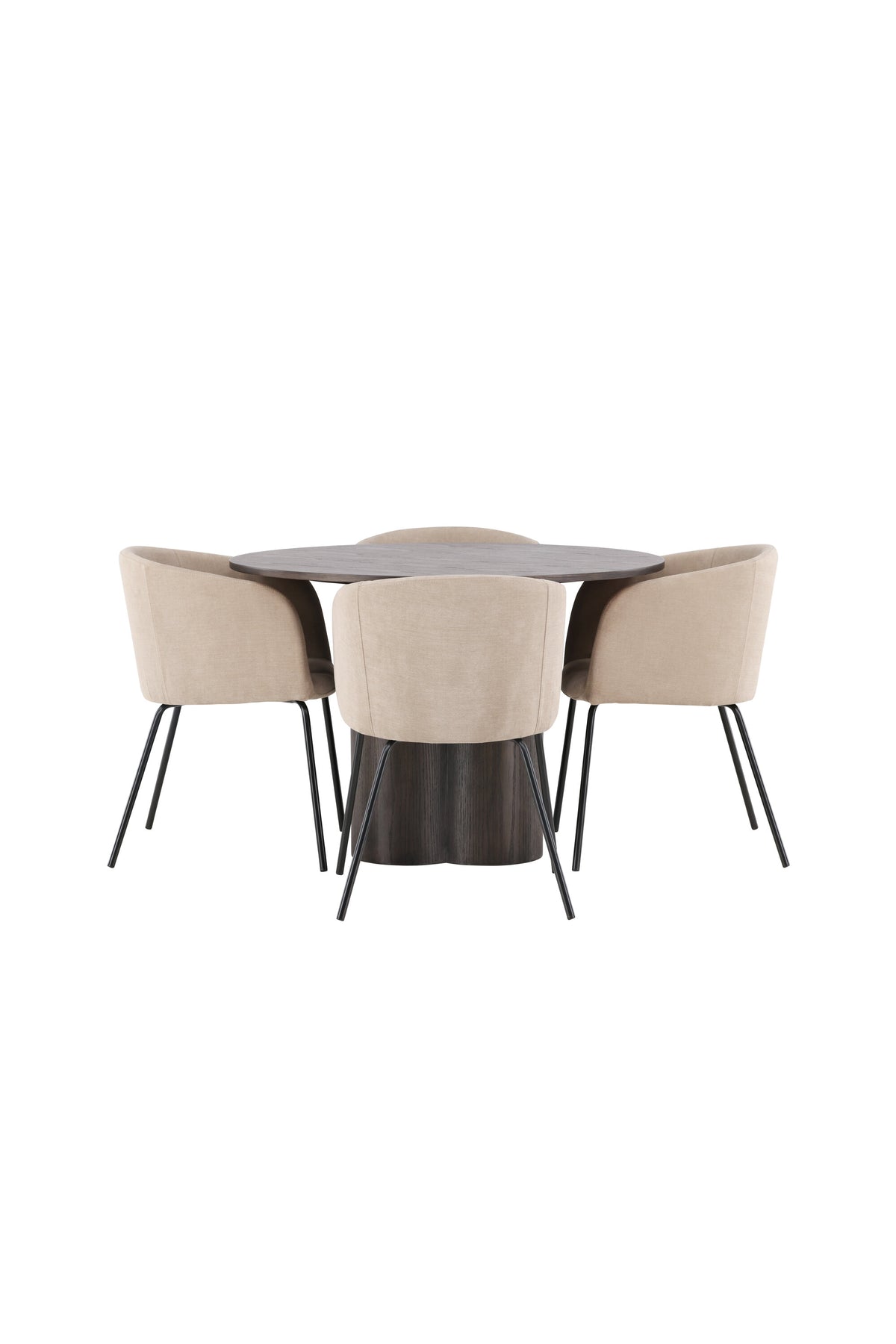 Olivia Esszimmer Set + Berit ⌀110cm/4St. in Braun / Beige / Schwarz präsentiert im Onlineshop von KAQTU Design AG. Esszimmerset ist von Venture Home
