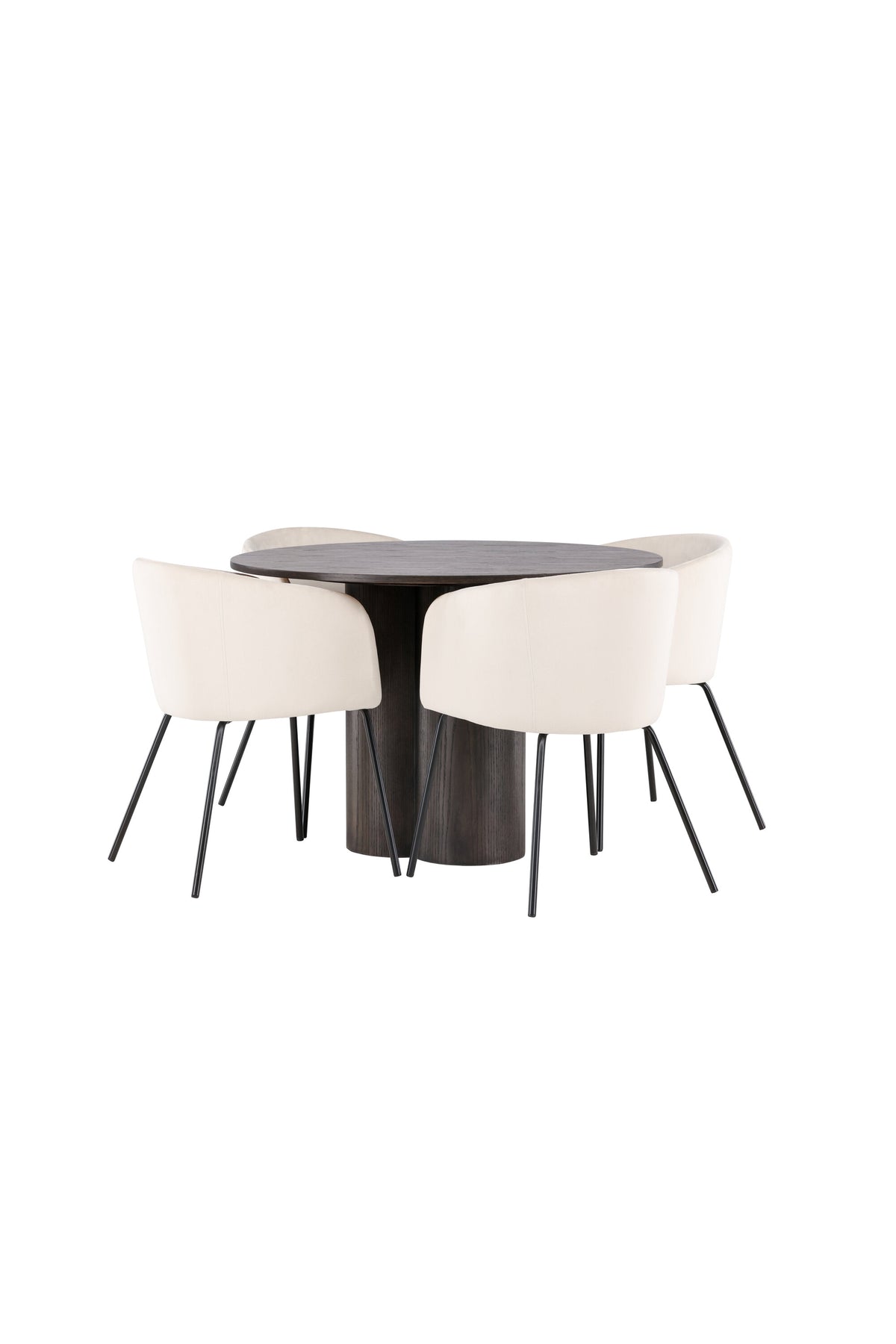 Olivia Esszimmer Set + Berit ⌀110cm/4St. in Braun / Beige / Schwarz präsentiert im Onlineshop von KAQTU Design AG. Esszimmerset ist von Venture Home