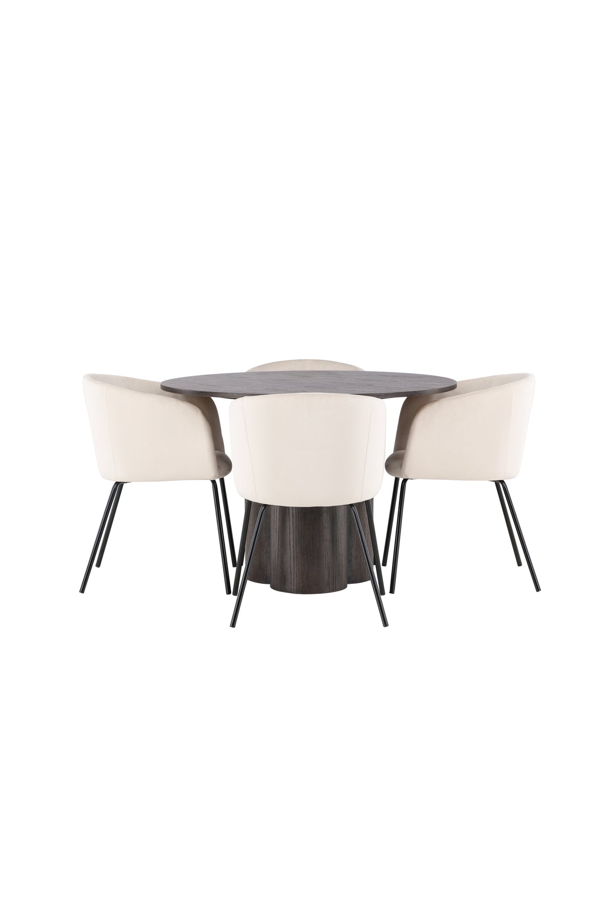 Olivia Esszimmer Set + Berit ⌀110cm/4St. in Braun / Beige / Schwarz präsentiert im Onlineshop von KAQTU Design AG. Esszimmerset ist von Venture Home