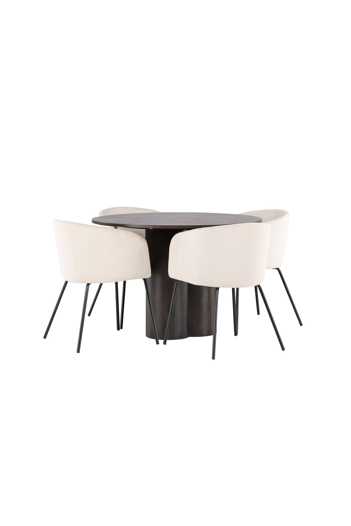 Olivia Esszimmer Set + Berit ⌀110cm/4St. in Braun / Beige / Schwarz präsentiert im Onlineshop von KAQTU Design AG. Esszimmerset ist von Venture Home