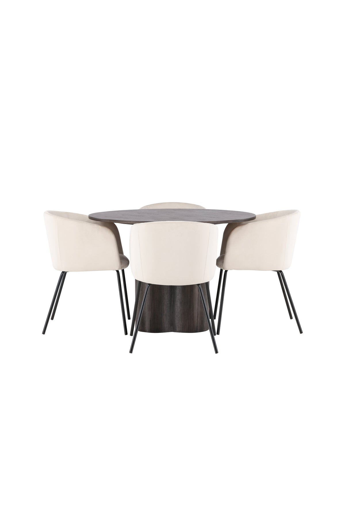 Olivia Esszimmer Set + Berit ⌀110cm/4St. in Braun / Beige / Schwarz präsentiert im Onlineshop von KAQTU Design AG. Esszimmerset ist von Venture Home