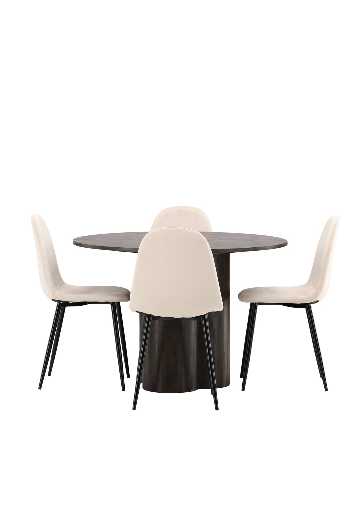Olivia Esszimmer Set + Polar ⌀110cm/4St. in Beige / Schwarz präsentiert im Onlineshop von KAQTU Design AG. Esszimmerset ist von Venture Home