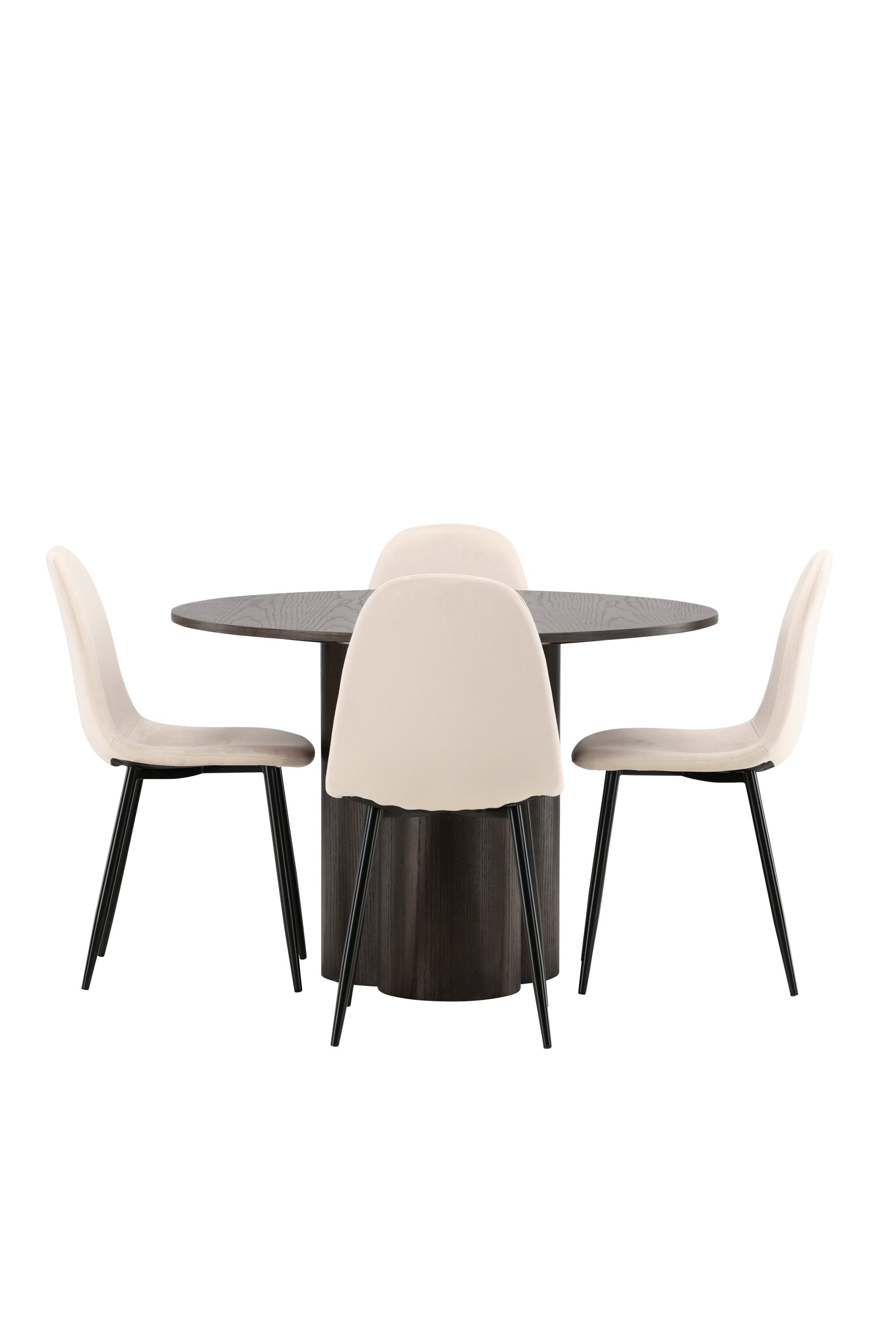 Olivia Esszimmer Set + Polar ⌀110cm/4St. in Beige / Schwarz präsentiert im Onlineshop von KAQTU Design AG. Esszimmerset ist von Venture Home