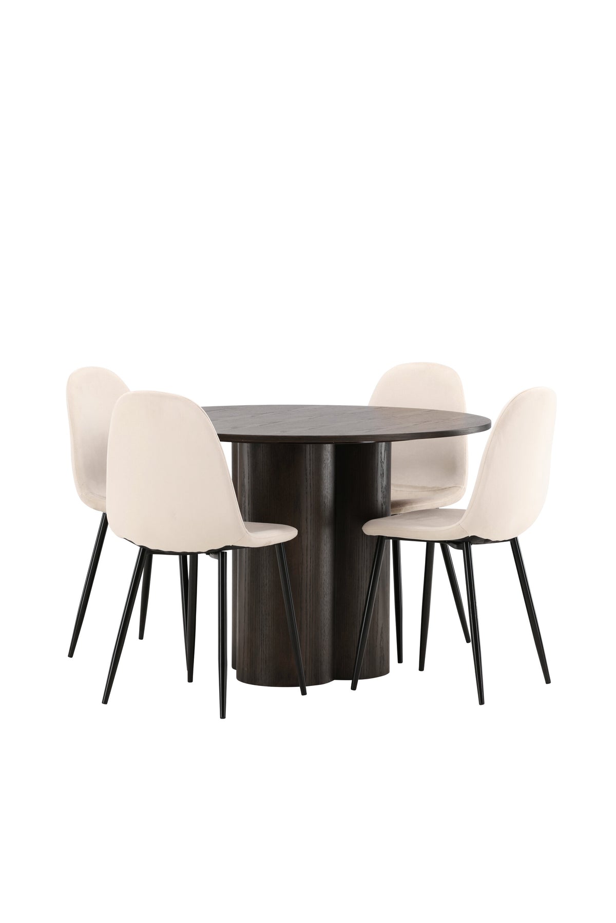 Olivia Esszimmer Set + Polar ⌀110cm/4St. in Beige / Schwarz präsentiert im Onlineshop von KAQTU Design AG. Esszimmerset ist von Venture Home