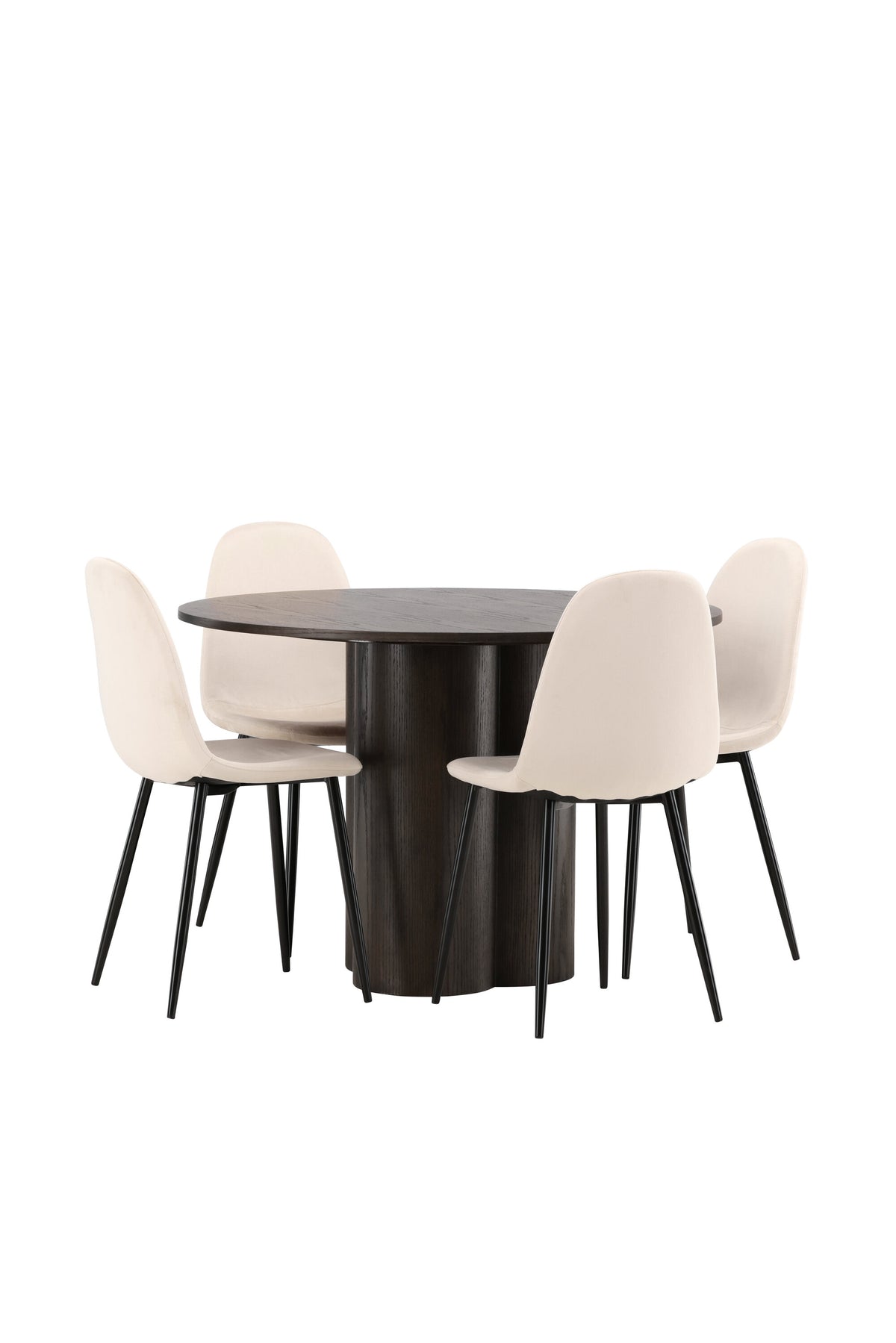 Olivia Esszimmer Set + Polar ⌀110cm/4St. in Beige / Schwarz präsentiert im Onlineshop von KAQTU Design AG. Esszimmerset ist von Venture Home