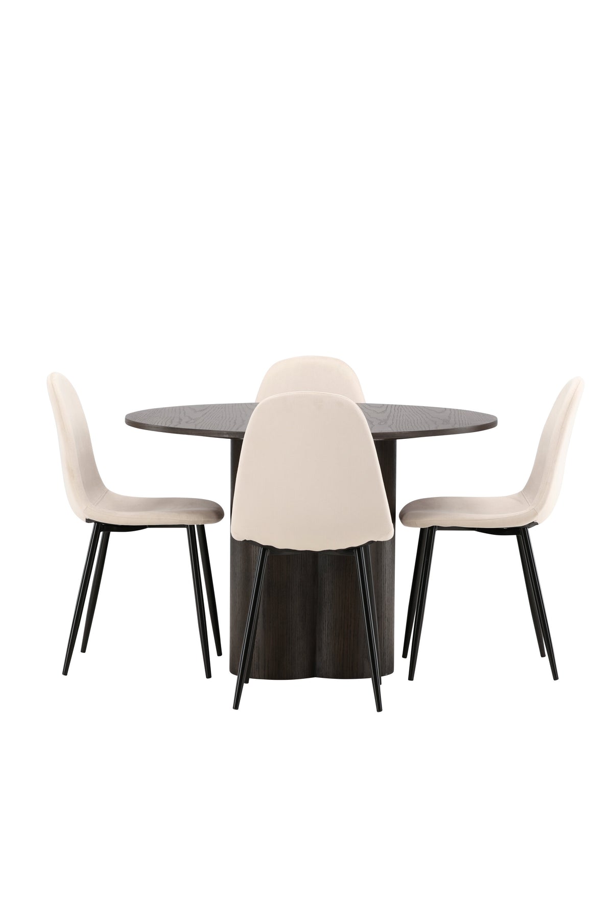 Olivia Esszimmer Set + Polar ⌀110cm/4St. in Beige / Schwarz präsentiert im Onlineshop von KAQTU Design AG. Esszimmerset ist von Venture Home