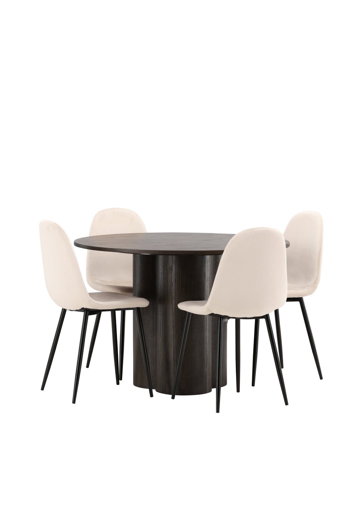 Olivia Esszimmer Set + Polar ⌀110cm/4St. in Beige / Schwarz präsentiert im Onlineshop von KAQTU Design AG. Esszimmerset ist von Venture Home