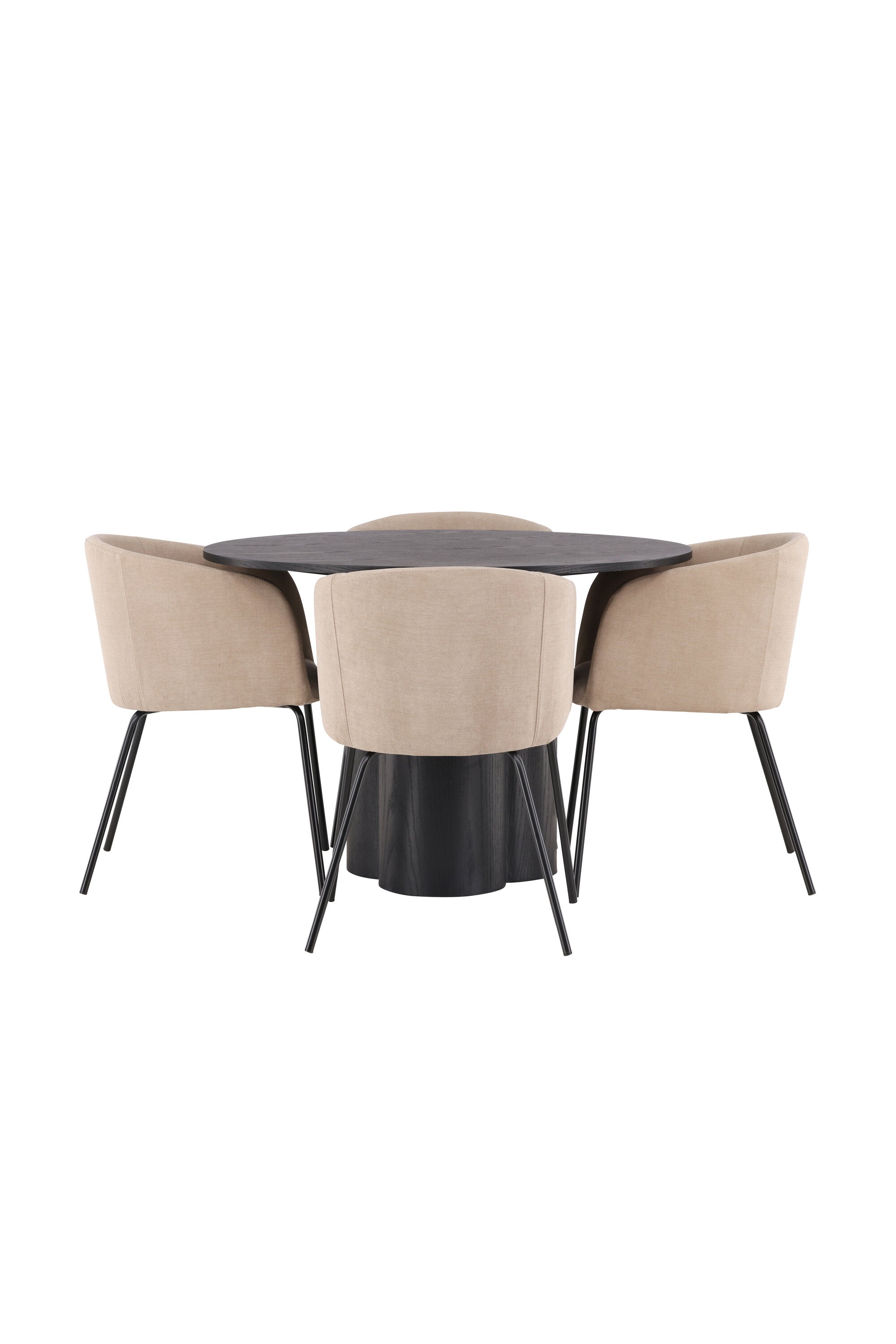 Olivia Esszimmer Set + Berit ⌀110cm/4St. in Beige / Schwarz präsentiert im Onlineshop von KAQTU Design AG. Esszimmerset ist von Venture Home