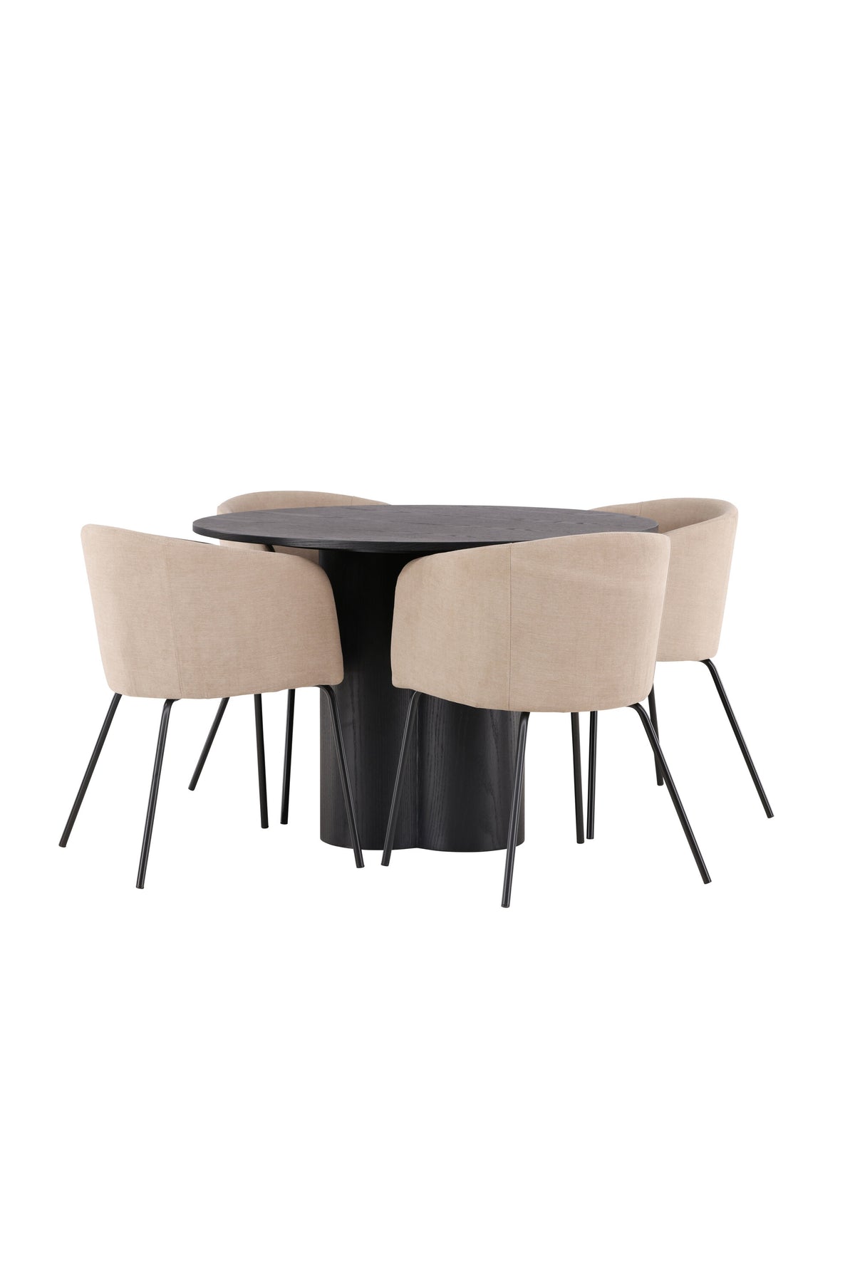 Olivia Esszimmer Set + Berit ⌀110cm/4St. in Beige / Schwarz präsentiert im Onlineshop von KAQTU Design AG. Esszimmerset ist von Venture Home