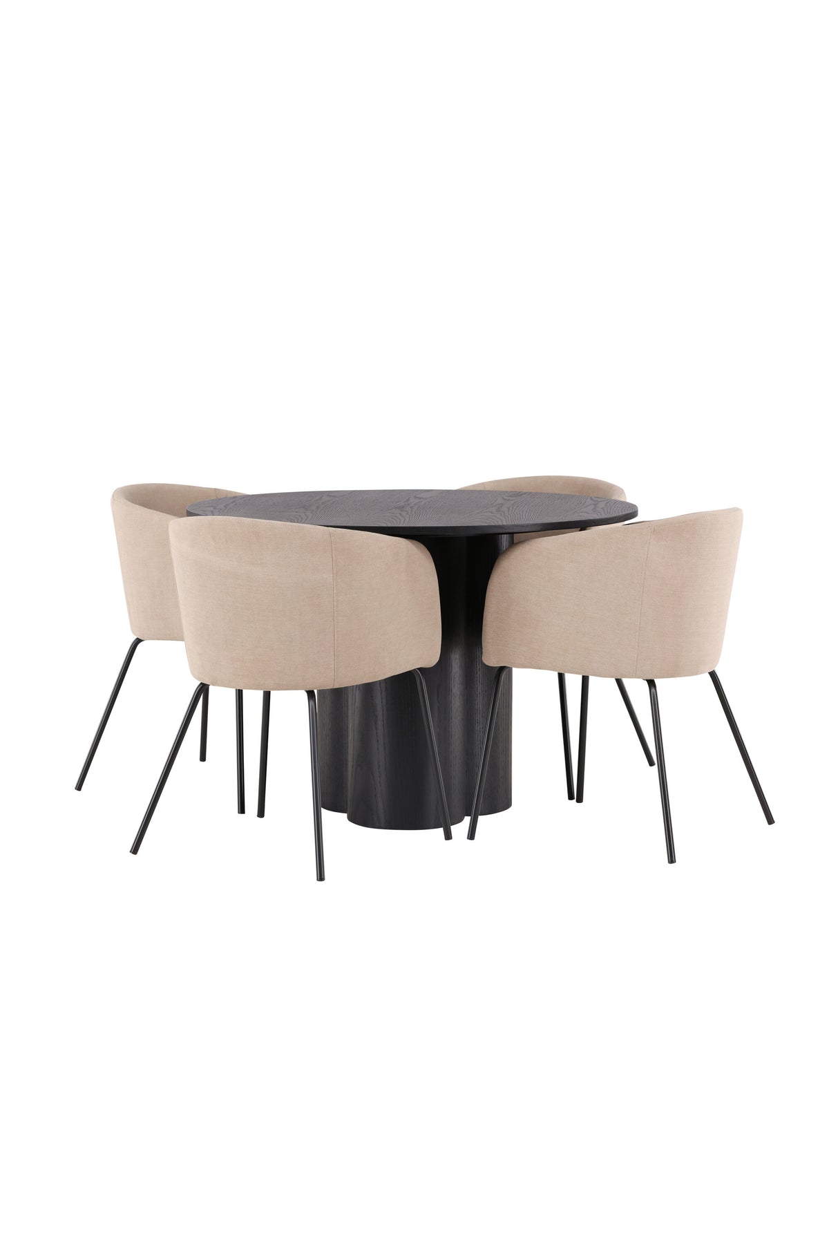 Olivia Esszimmer Set + Berit ⌀110cm/4St. in Beige / Schwarz präsentiert im Onlineshop von KAQTU Design AG. Esszimmerset ist von Venture Home