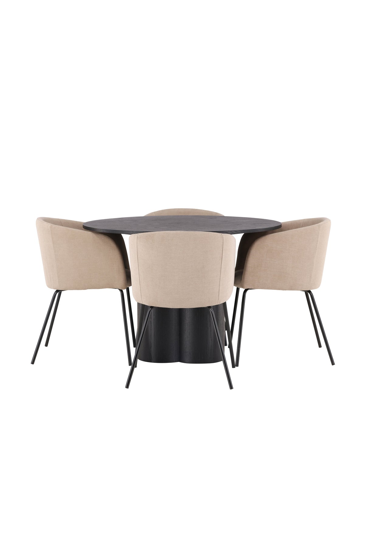 Olivia Esszimmer Set + Berit ⌀110cm/4St. in Beige / Schwarz präsentiert im Onlineshop von KAQTU Design AG. Esszimmerset ist von Venture Home
