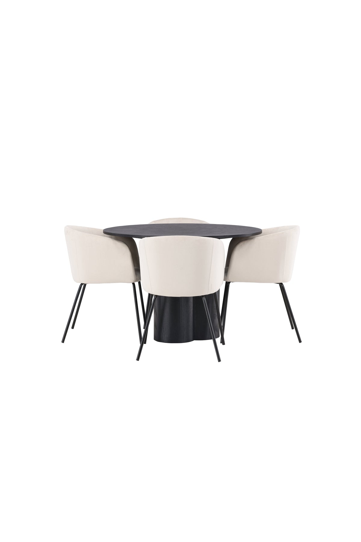 Olivia Esszimmer Set + Berit ⌀110cm/4St. in Beige / Schwarz präsentiert im Onlineshop von KAQTU Design AG. Esszimmerset ist von Venture Home