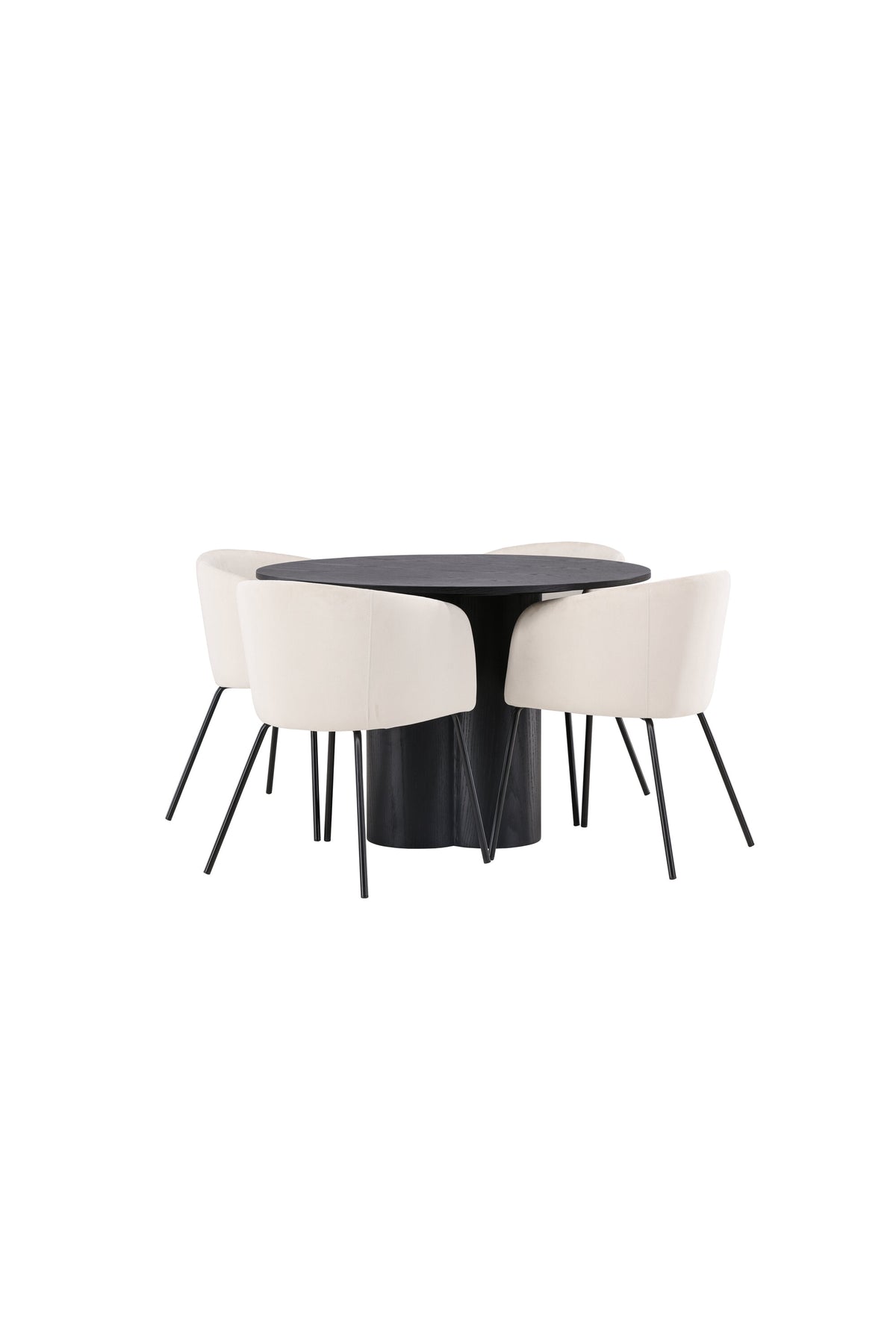 Olivia Esszimmer Set + Berit ⌀110cm/4St. in Beige / Schwarz präsentiert im Onlineshop von KAQTU Design AG. Esszimmerset ist von Venture Home