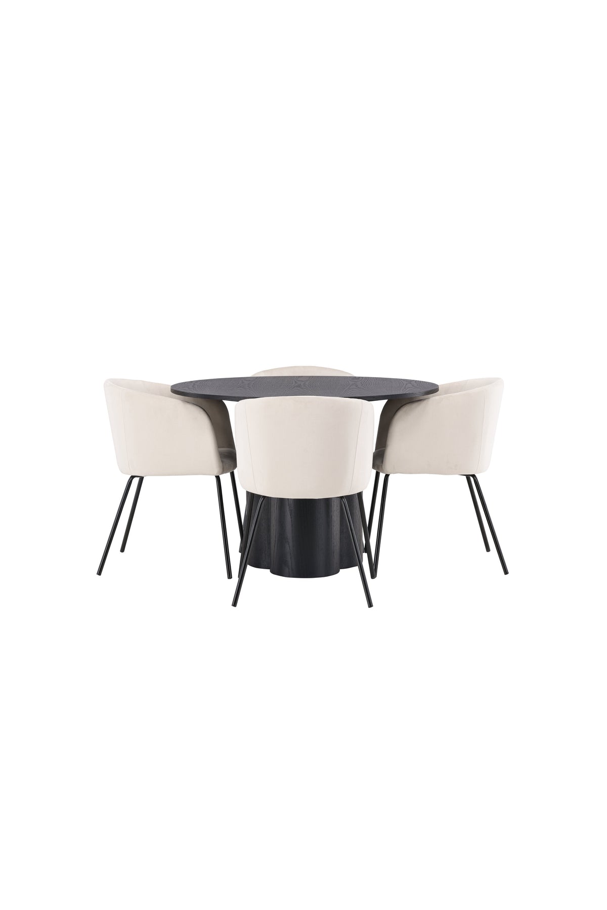 Olivia Esszimmer Set + Berit ⌀110cm/4St. in Beige / Schwarz präsentiert im Onlineshop von KAQTU Design AG. Esszimmerset ist von Venture Home
