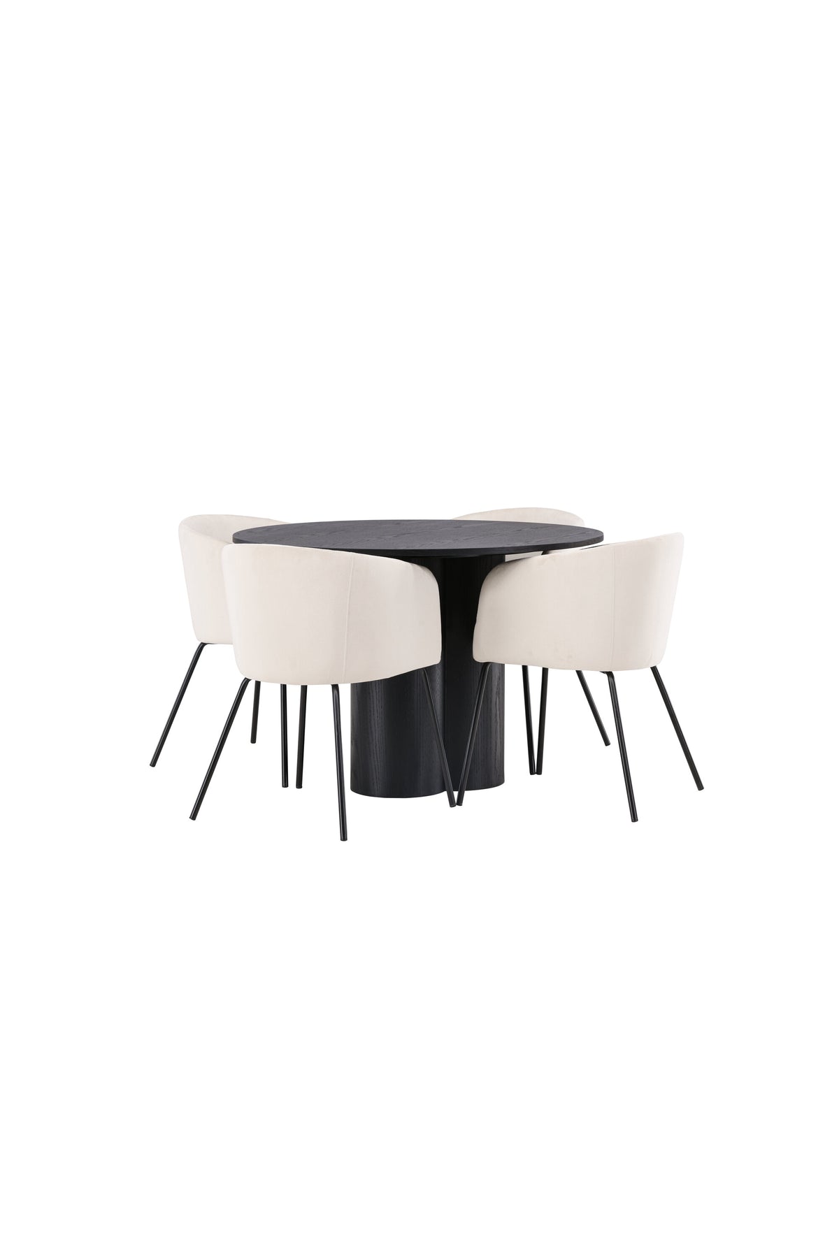 Olivia Esszimmer Set + Berit ⌀110cm/4St. in Beige / Schwarz präsentiert im Onlineshop von KAQTU Design AG. Esszimmerset ist von Venture Home