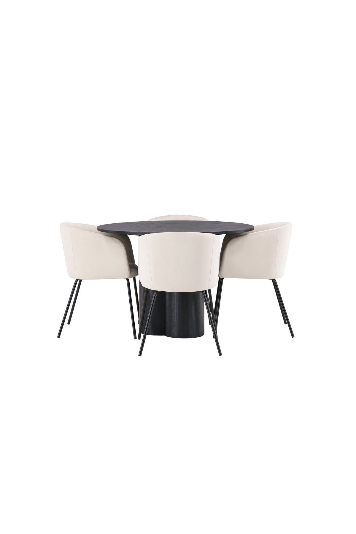 Olivia Esszimmer Set + Berit ⌀110cm/4St. in Beige / Schwarz präsentiert im Onlineshop von KAQTU Design AG. Esszimmerset ist von Venture Home