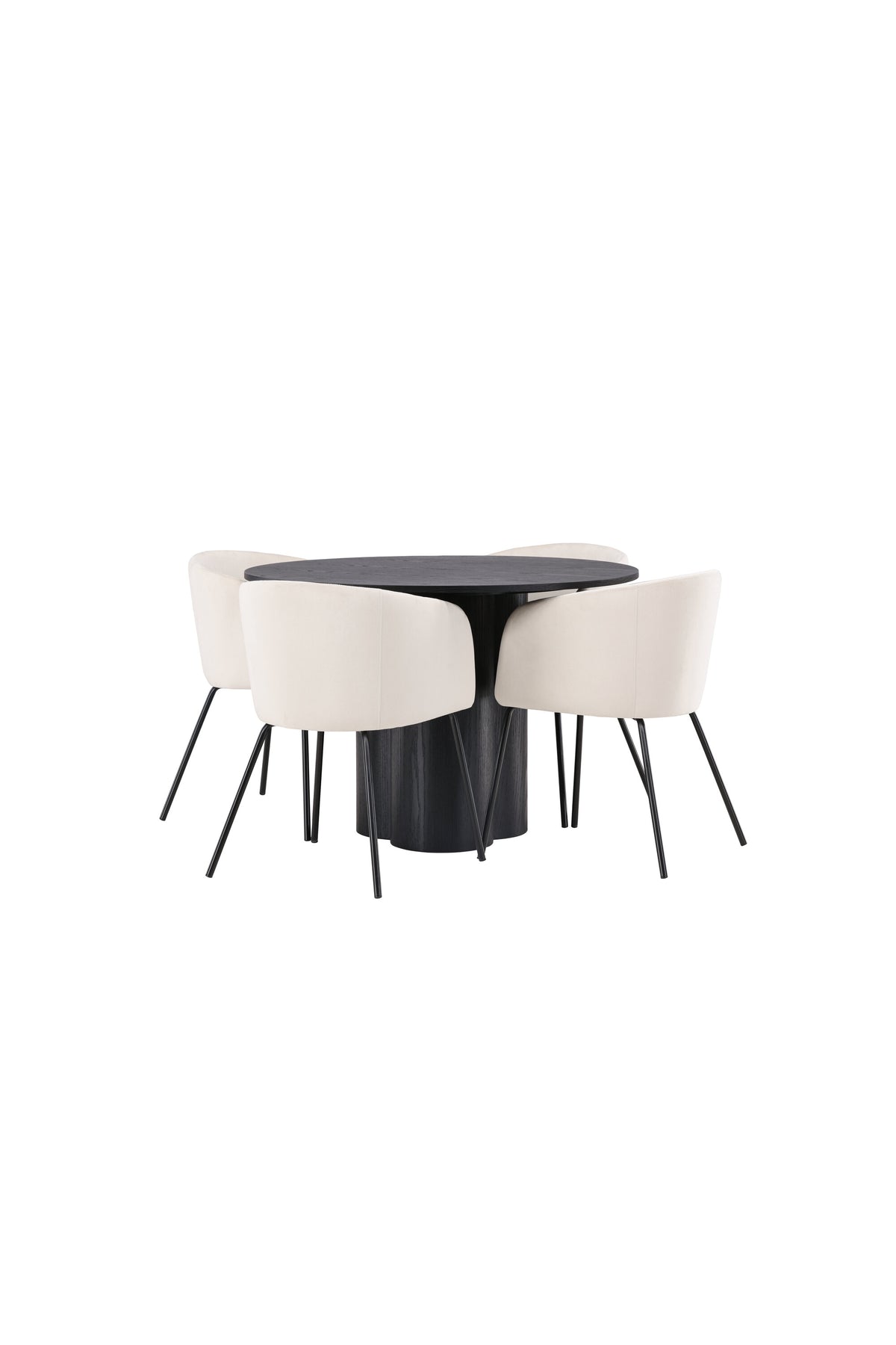 Olivia Esszimmer Set + Berit ⌀110cm/4St. in Beige / Schwarz präsentiert im Onlineshop von KAQTU Design AG. Esszimmerset ist von Venture Home