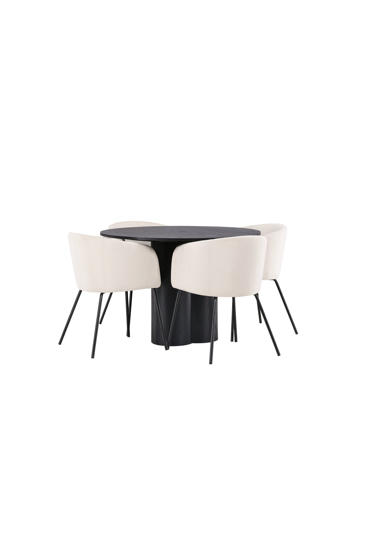 Olivia Esszimmer Set + Berit ⌀110cm/4St. in Beige / Schwarz präsentiert im Onlineshop von KAQTU Design AG. Esszimmerset ist von Venture Home