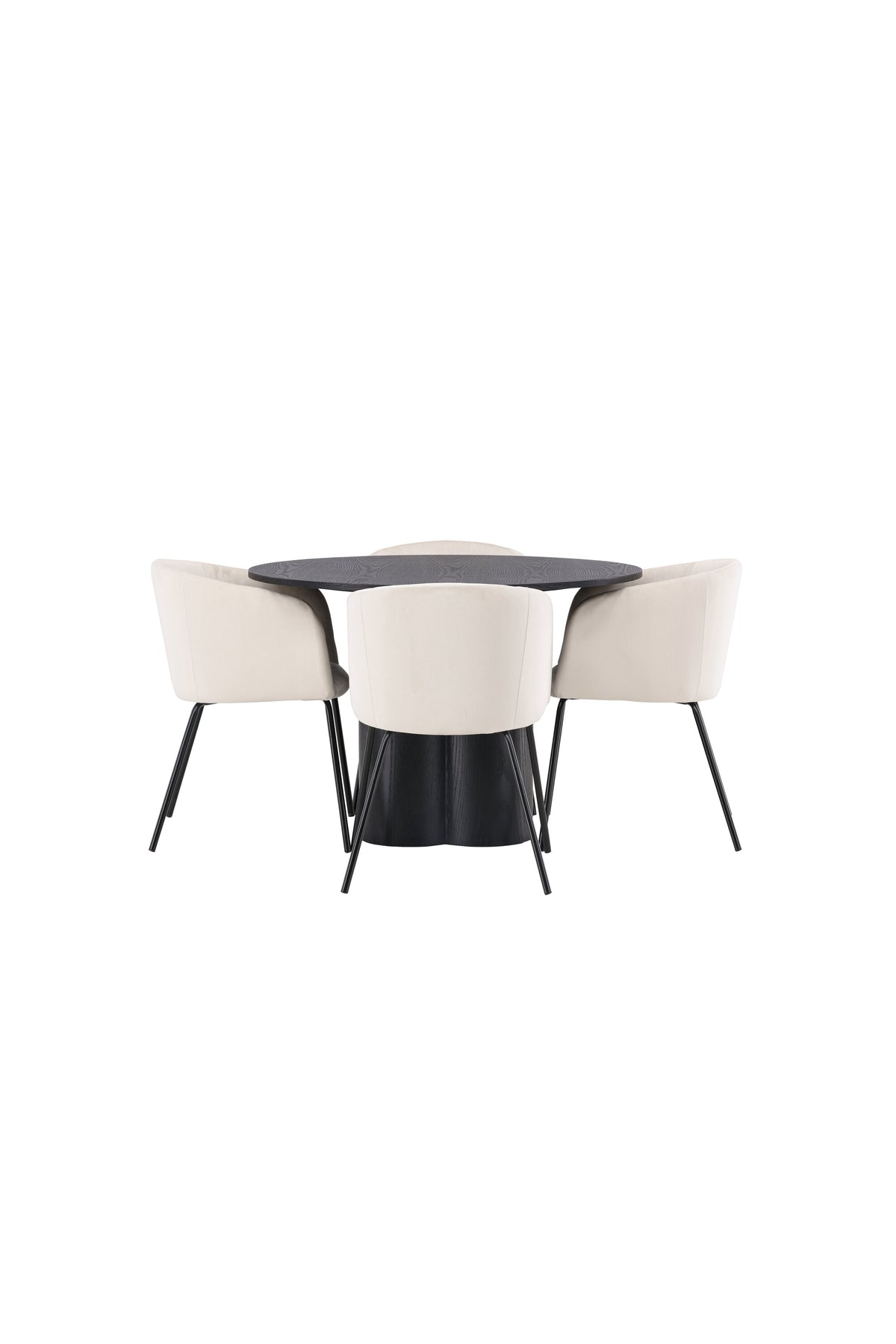 Olivia Esszimmer Set + Berit ⌀110cm/4St. in Beige / Schwarz präsentiert im Onlineshop von KAQTU Design AG. Esszimmerset ist von Venture Home