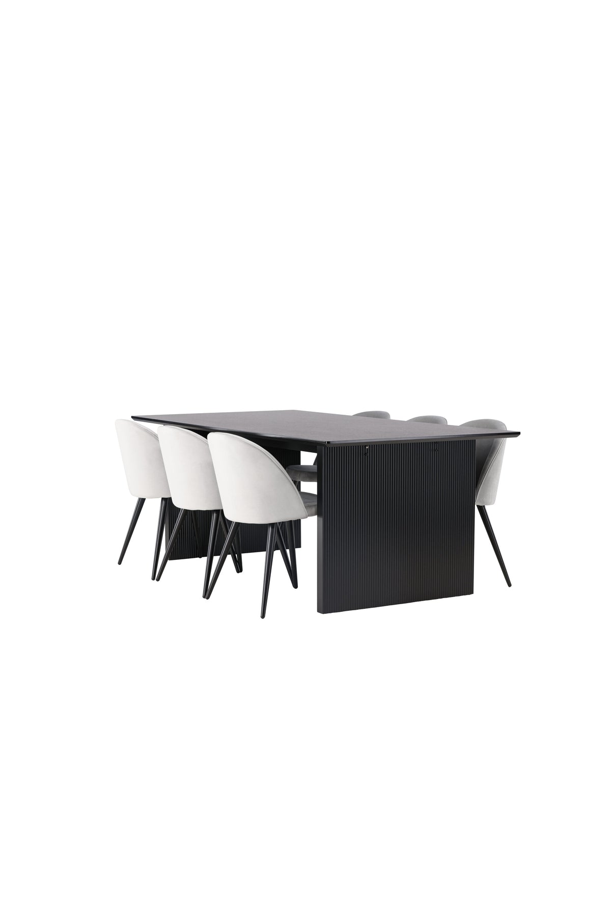 Vail Esszimmerset + Velvet 200cm/6St. in Schwarzgrau präsentiert im Onlineshop von KAQTU Design AG. Esszimmerset ist von Venture Home