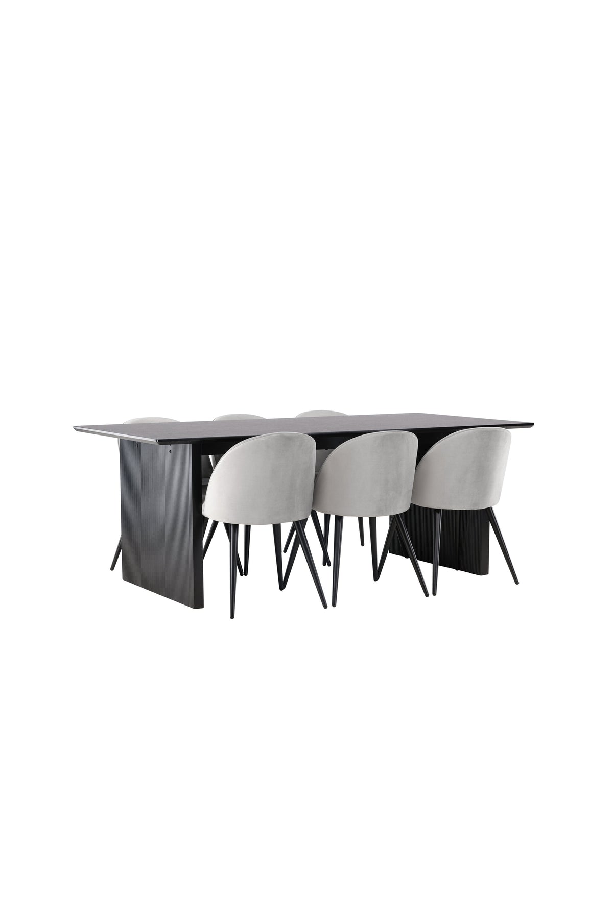 Vail Esszimmerset + Velvet 200cm/6St. in Schwarzgrau präsentiert im Onlineshop von KAQTU Design AG. Esszimmerset ist von Venture Home