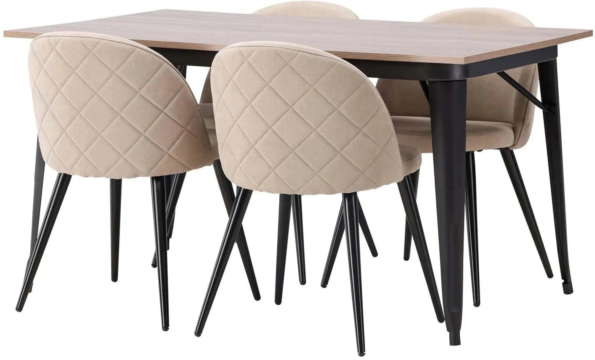 Modernes Tempe Esszimmerset mit 4 Samtstühlen, 140 cm, von Venture Home.