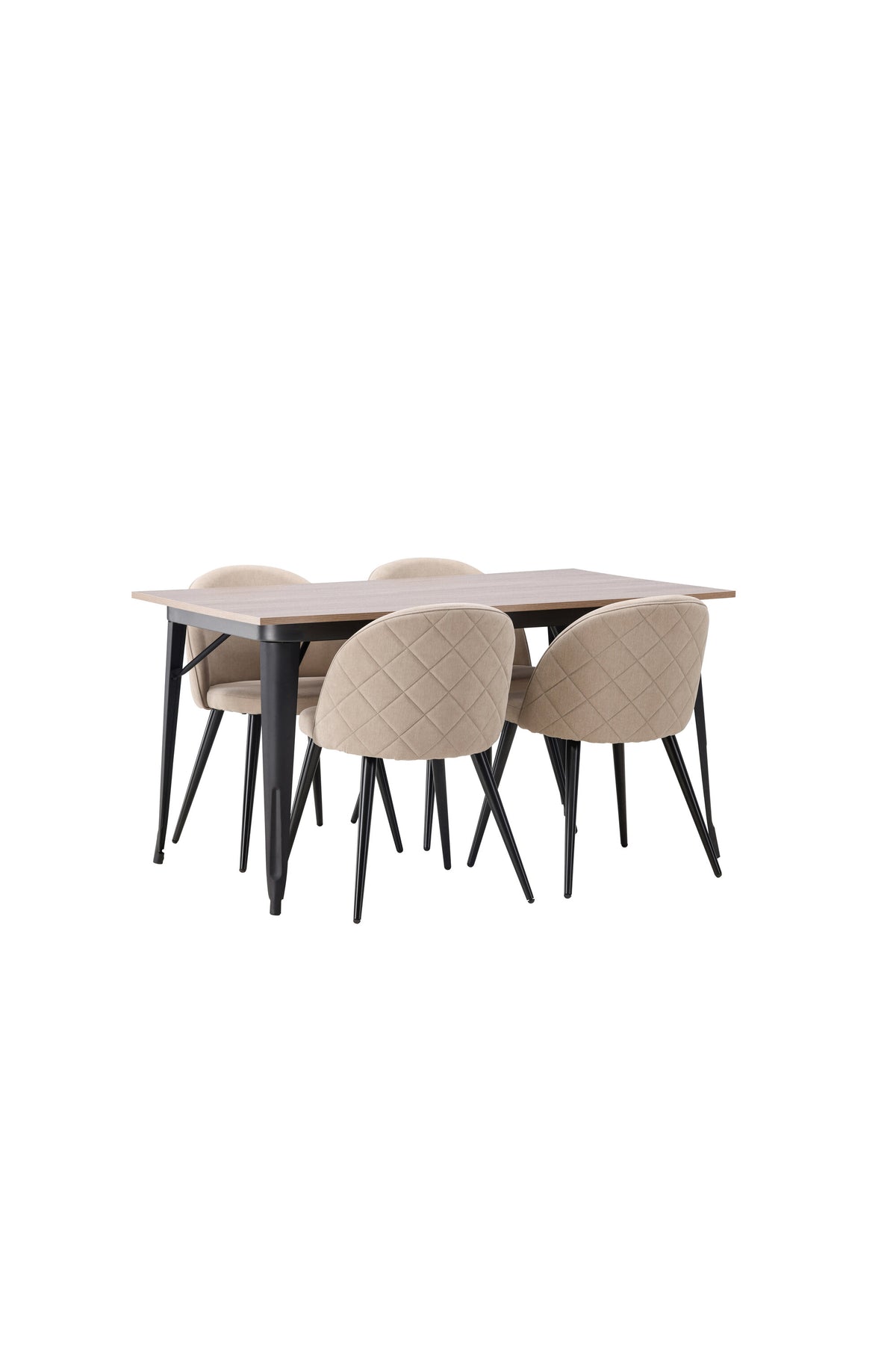 Tempe Esszimmerset + Velvet 140cm/4St. in Beige, Schwarz präsentiert im Onlineshop von KAQTU Design AG. Esszimmerset ist von Venture Home