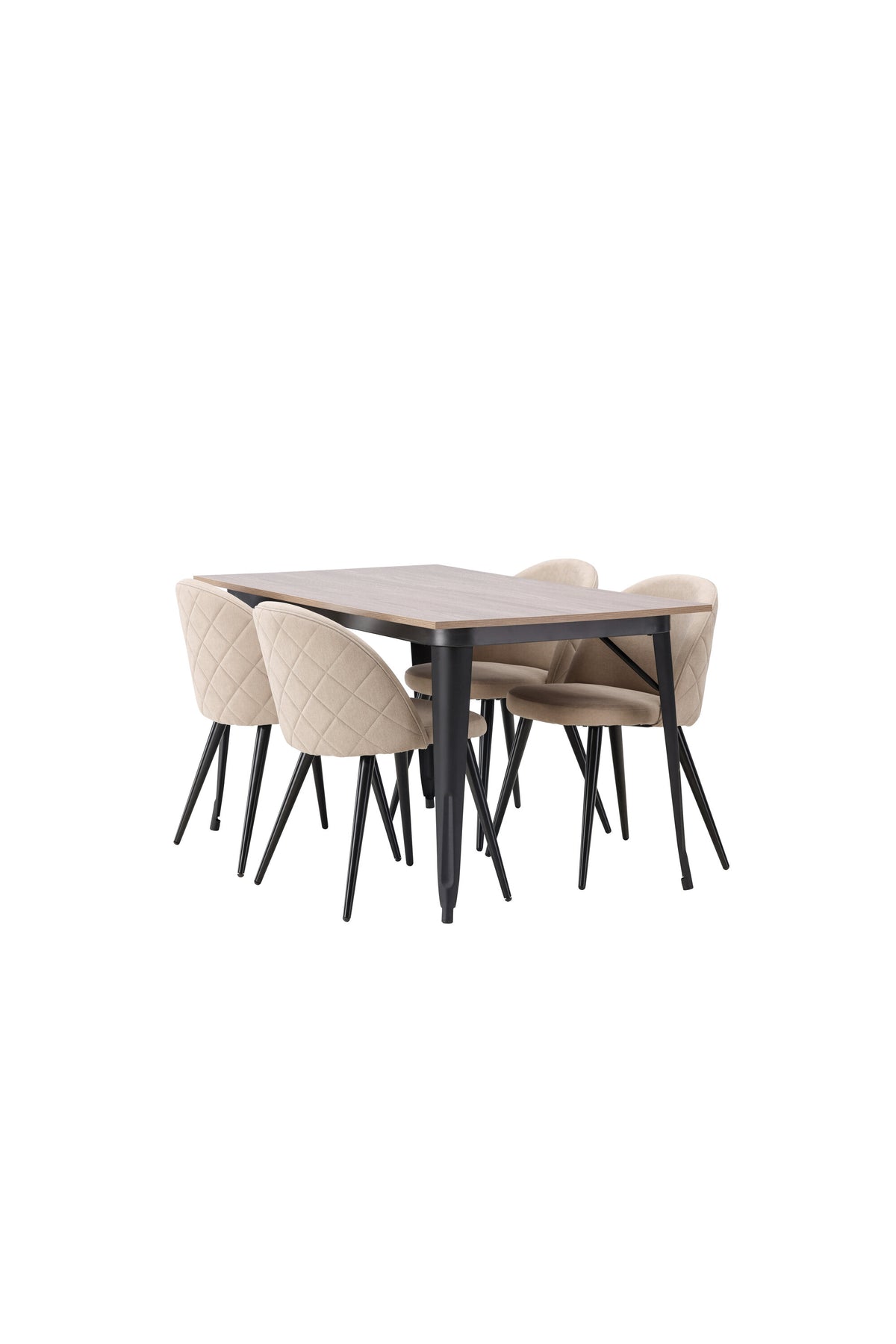 Tempe Esszimmerset + Velvet 140cm/4St. in Beige, Schwarz präsentiert im Onlineshop von KAQTU Design AG. Esszimmerset ist von Venture Home