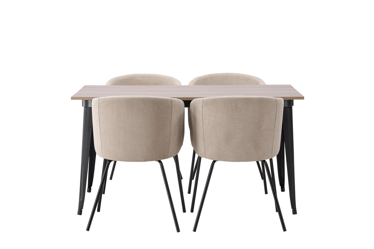 Tempe Esszimmerset + Berit 140cm/4St. in Beige, Schwarz präsentiert im Onlineshop von KAQTU Design AG. Esszimmerset ist von Venture Home