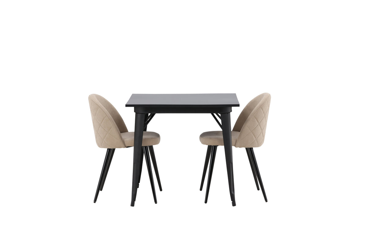 Tempe Esszimmerset + Velvet 80cm/2St. in Beige, Schwarz präsentiert im Onlineshop von KAQTU Design AG. Esszimmerset ist von Venture Home