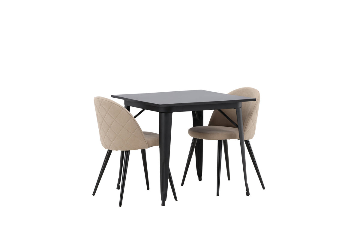Tempe Esszimmerset + Velvet 80cm/2St. in Beige, Schwarz präsentiert im Onlineshop von KAQTU Design AG. Esszimmerset ist von Venture Home