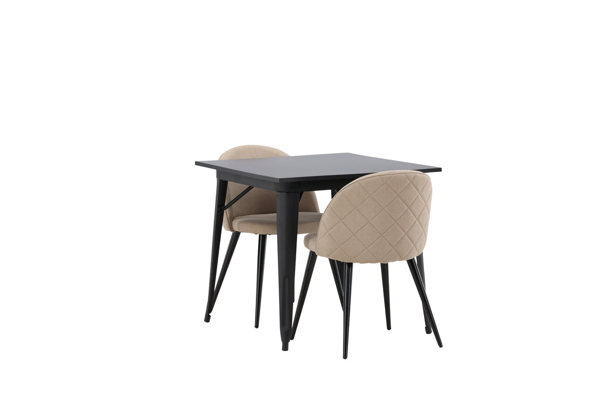Tempe Esszimmerset + Velvet 80cm/2St. in Beige, Schwarz präsentiert im Onlineshop von KAQTU Design AG. Esszimmerset ist von Venture Home