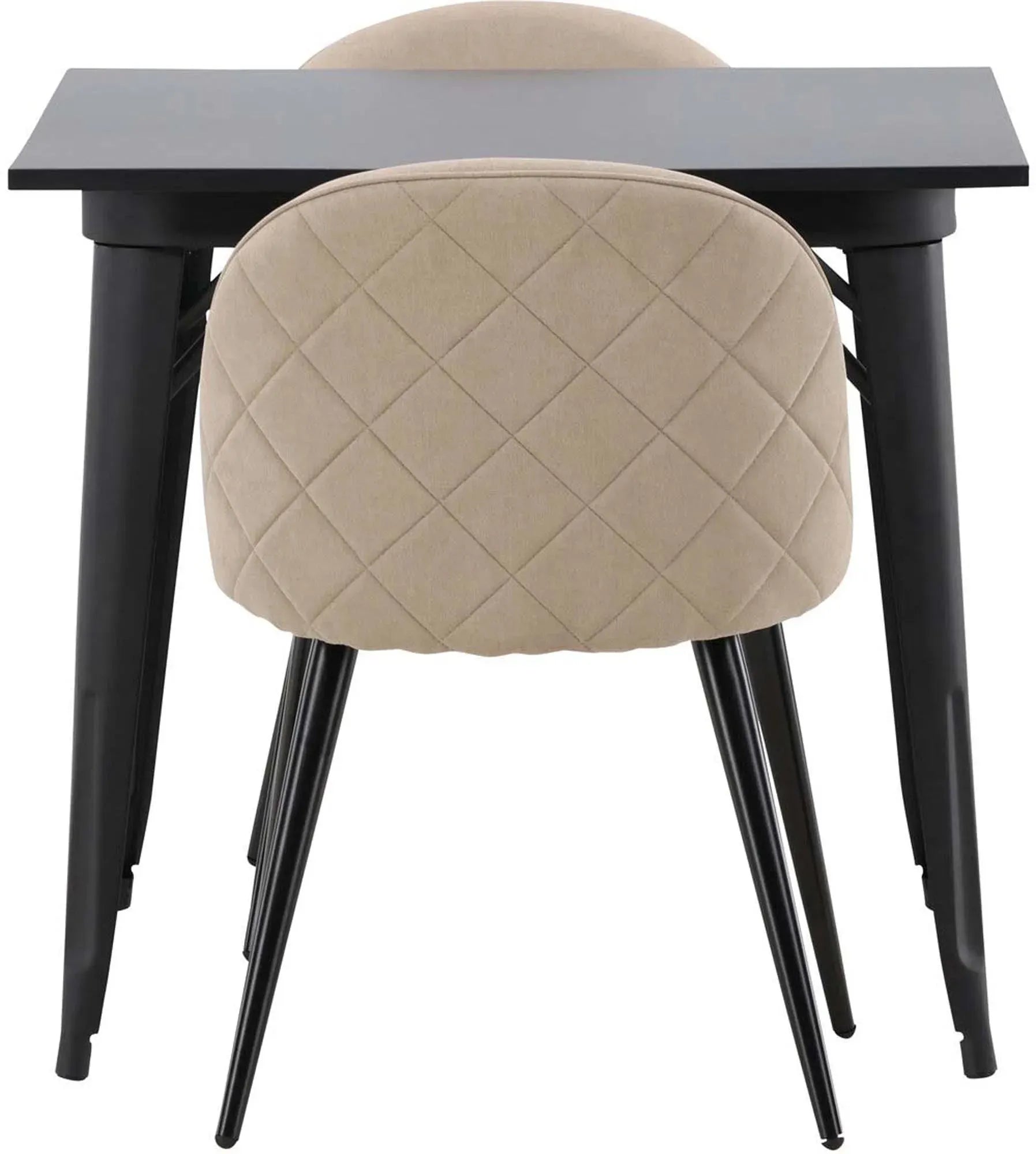 Stilvolles Tempe Esszimmerset: 80cm Tisch mit 2 luxuriösen Samtstühlen.